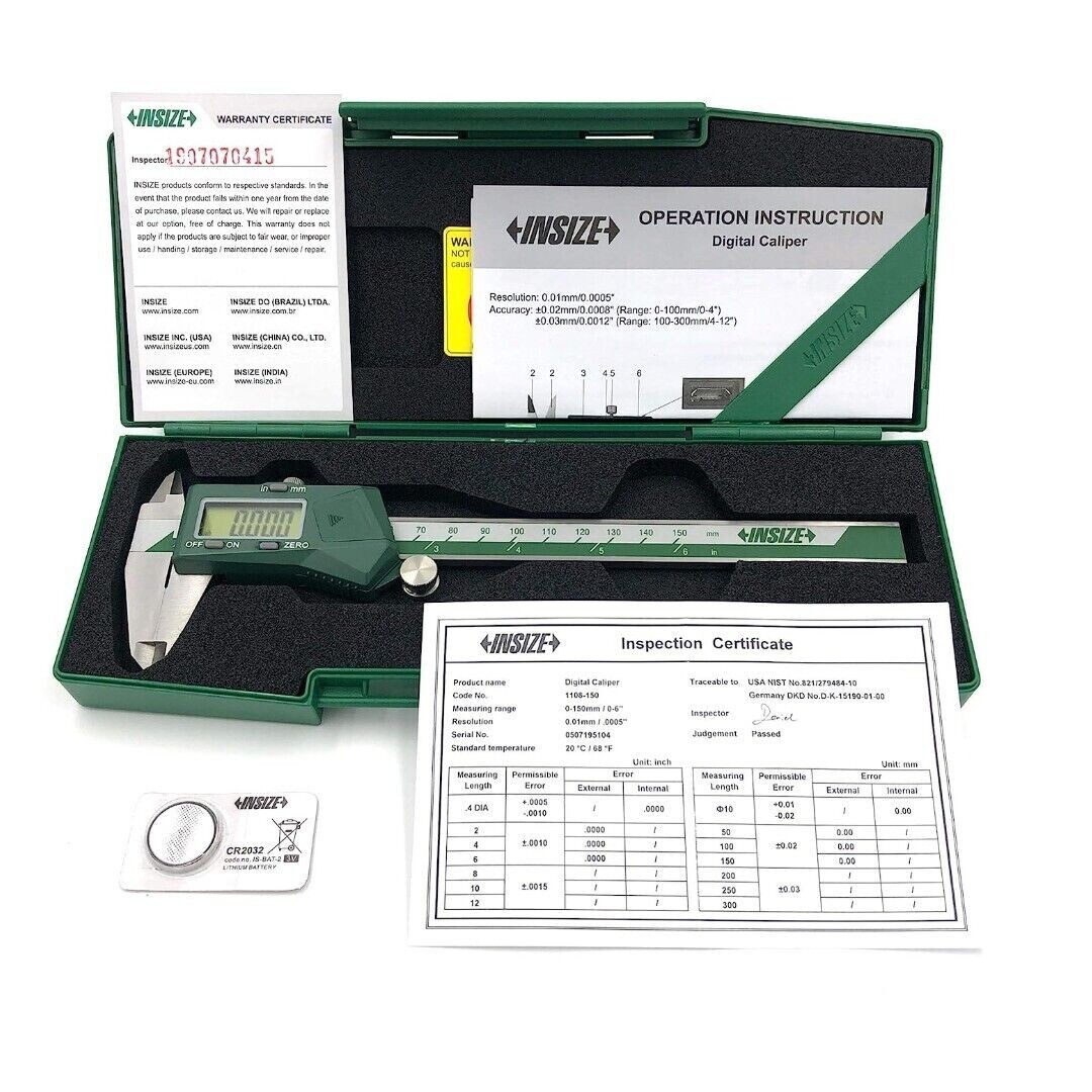 Insize 1108-300 Digital Caliper Range 0-300mm/0-12″ Resolution 0.01mm/0.0005″