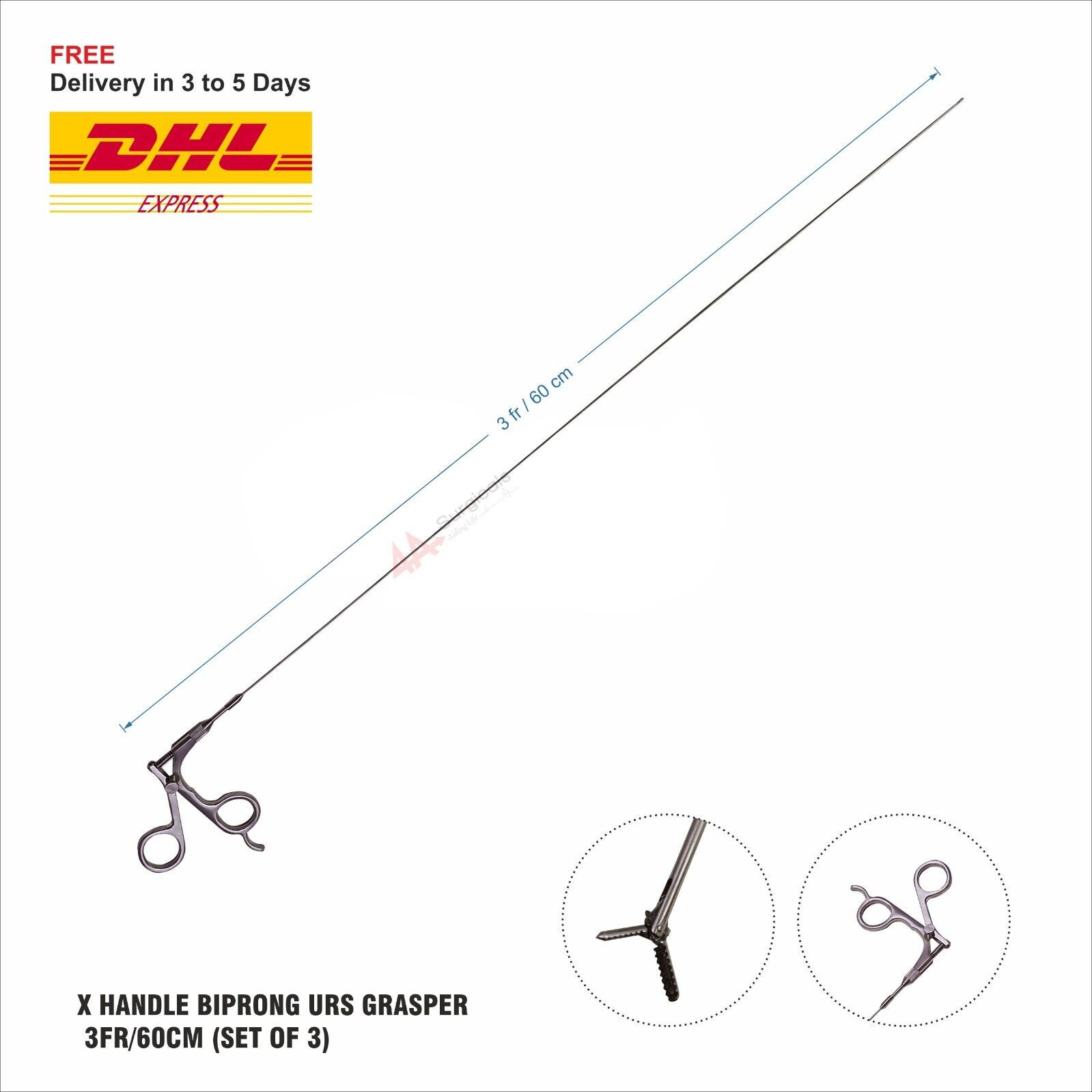 4A  X HANDLE BIPRONG URS GRASPER 3FR/60CM (SET OF 3)