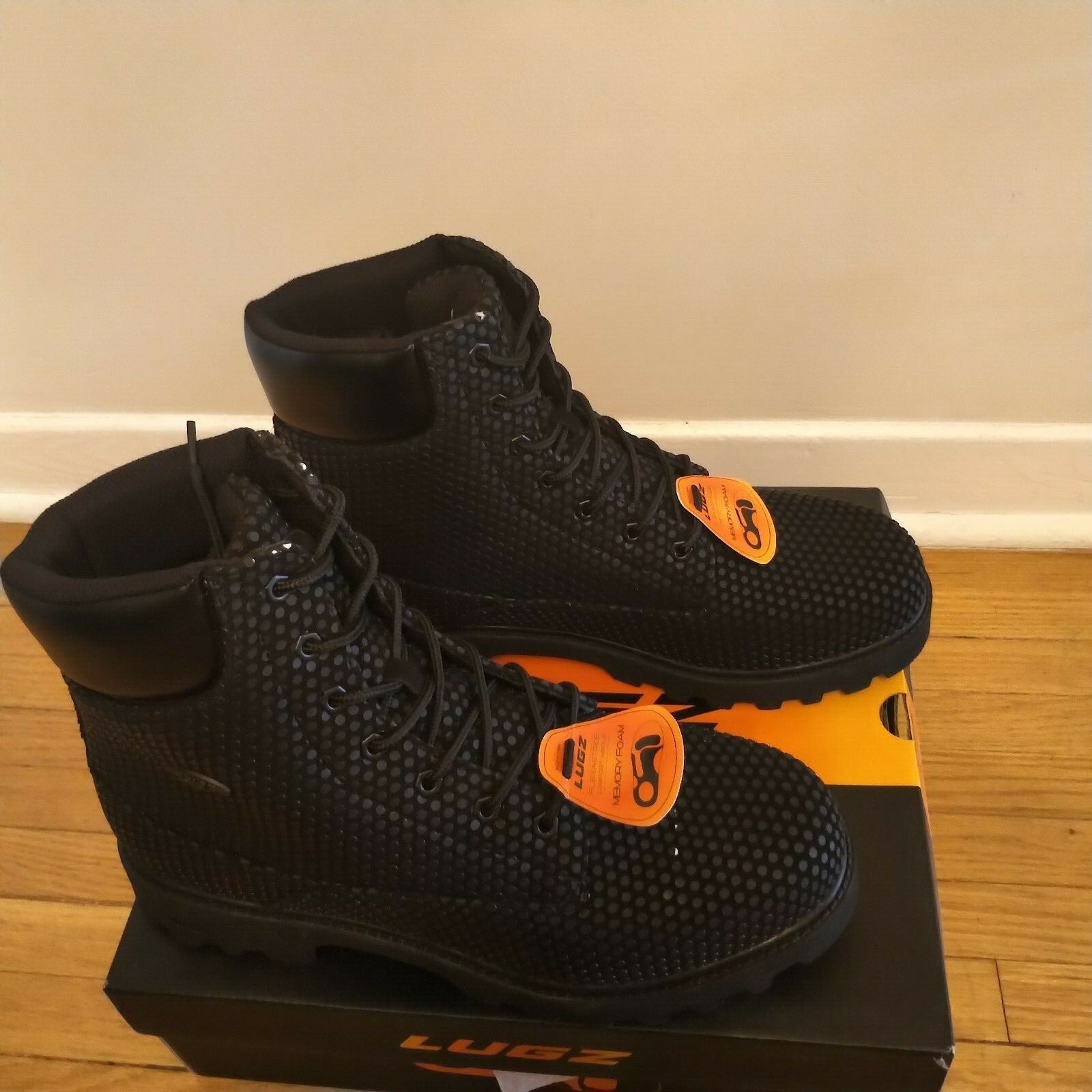 LUGZ EMPIRE HI DX MEMORY FOAM SLIP RESISTANT BOOTS BLACK DEADSTOCK WITH BOX
