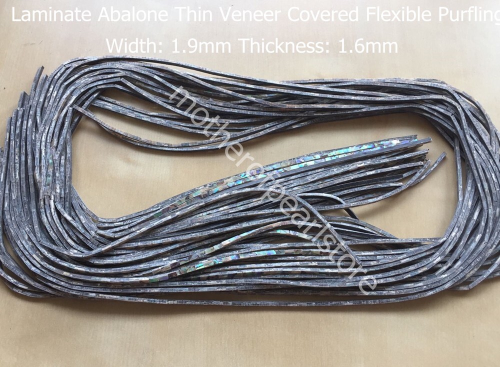 2pcs total length 1600mm Laminate Abalone Thin Veneer Covered Flexible Purfling