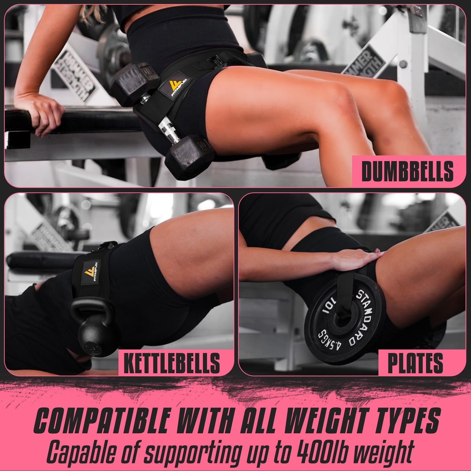 Exercise Hip Thrust Belt for Weights, Glute Workout Equipment, Adjustable Hip...