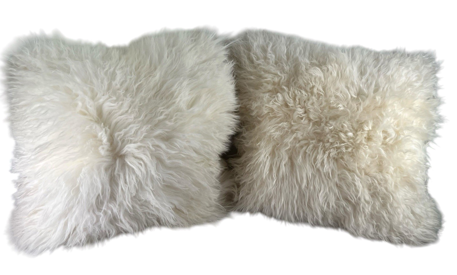 luxury Mon Chatéau Feather Down Throw Pillows 2x 18 x 18" Tibetan Lamb Ivory