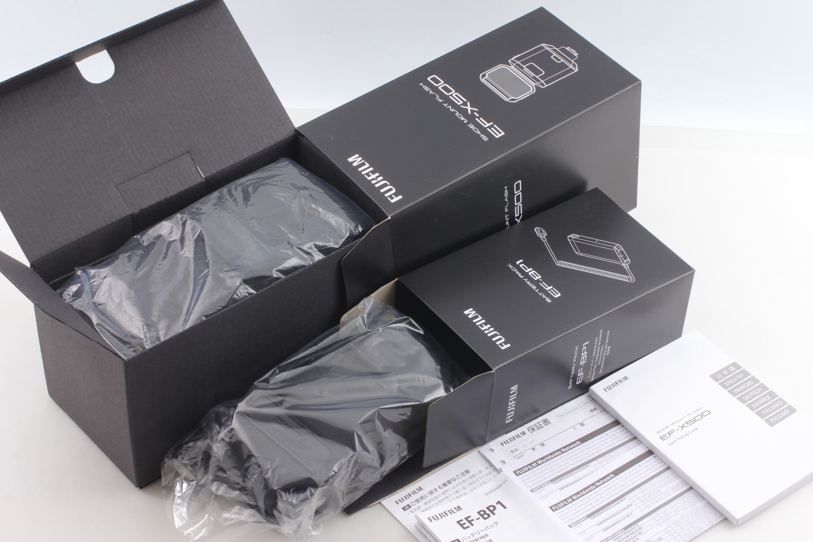 [Almost Unused in Box] Fujifilm EF-X500 Flash + EF-BP1 Battery Pack From JAPAN