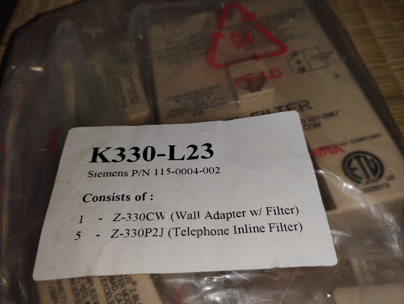 EXCELSUS DSL Filter Kit K330-L23 Lot of 1 Z330CW, Lot of 5 Z-330P2J New