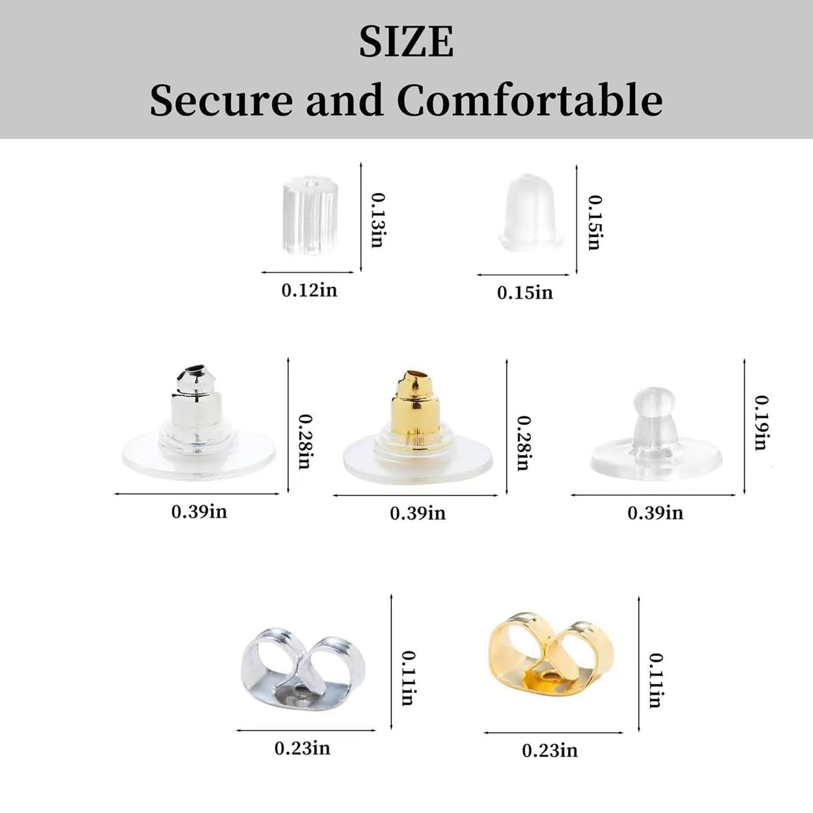 7 Styles 500PCS Earring Backs for Studs, Clear Plastic Hypoallergenic Metal Rub