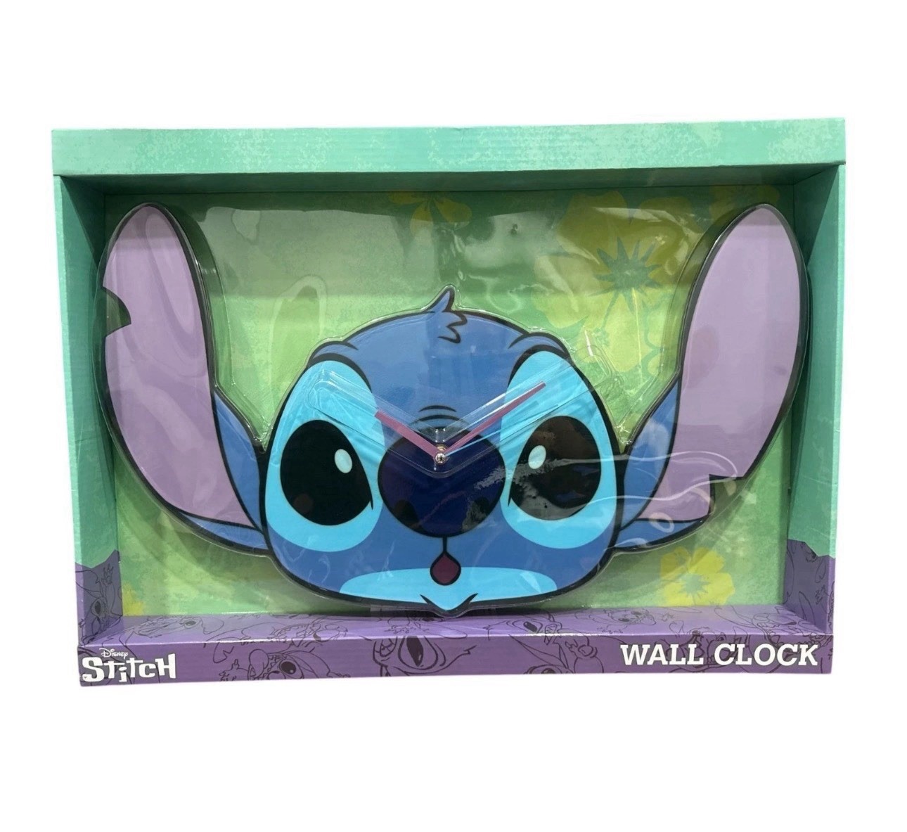 Disney Stitch Character Shaped Wall Clock With Analog Display Requires 1 AA Batt