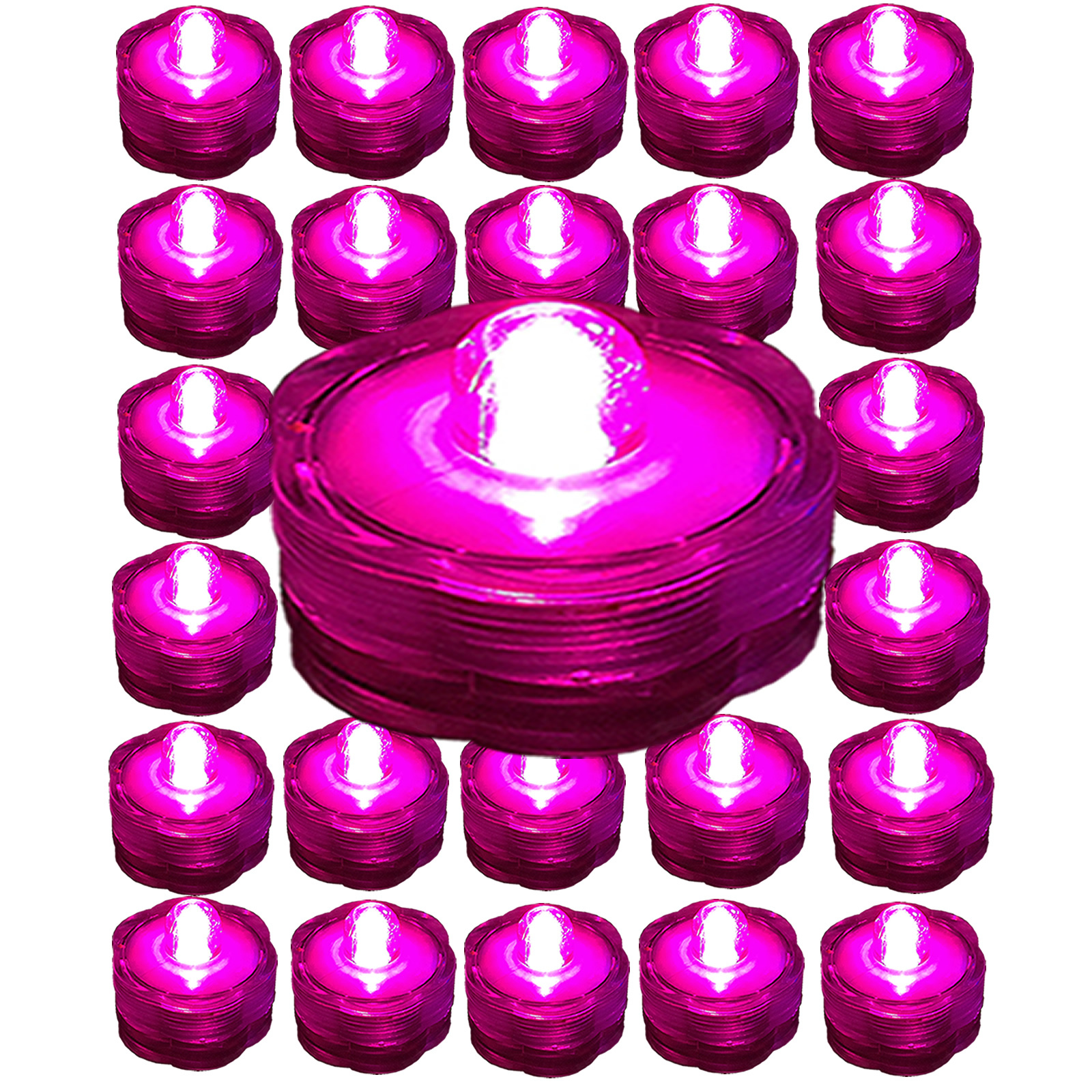 PINK ~ 24 Pack Submersible Waterproof Battery LED Tea Light ~ Wedding Decoration