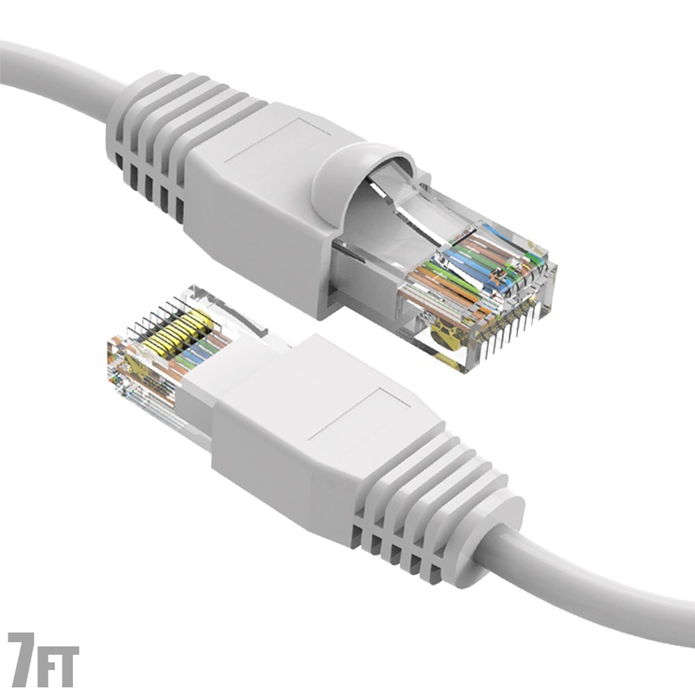 7FT Cat6A RJ45 Network LAN Ethernet Patch Cable UTP Copper Wire Gold 24AWG White
