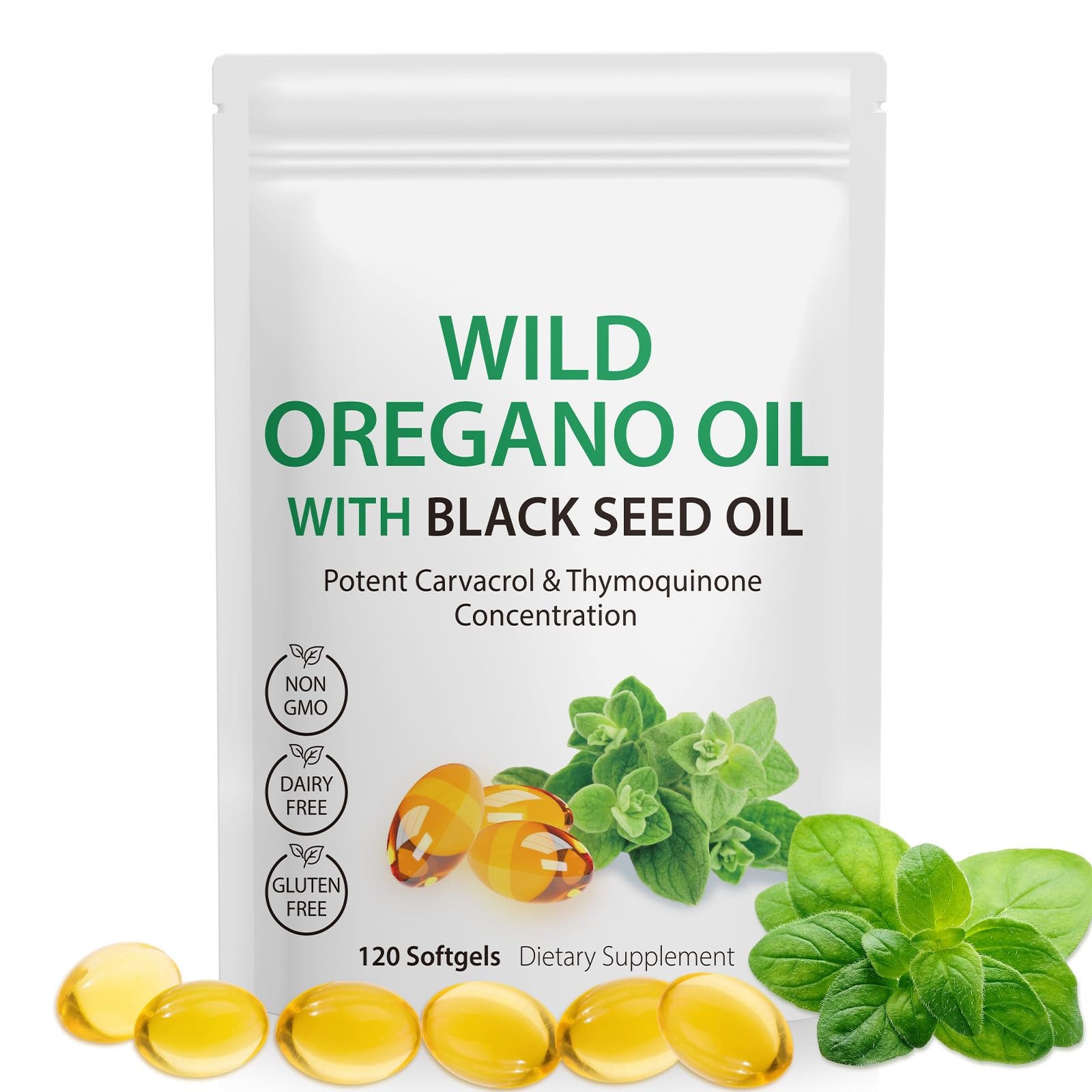 Oil of Oregano with Black Seed Oil, 6000mg 120 Count (Pack 1)