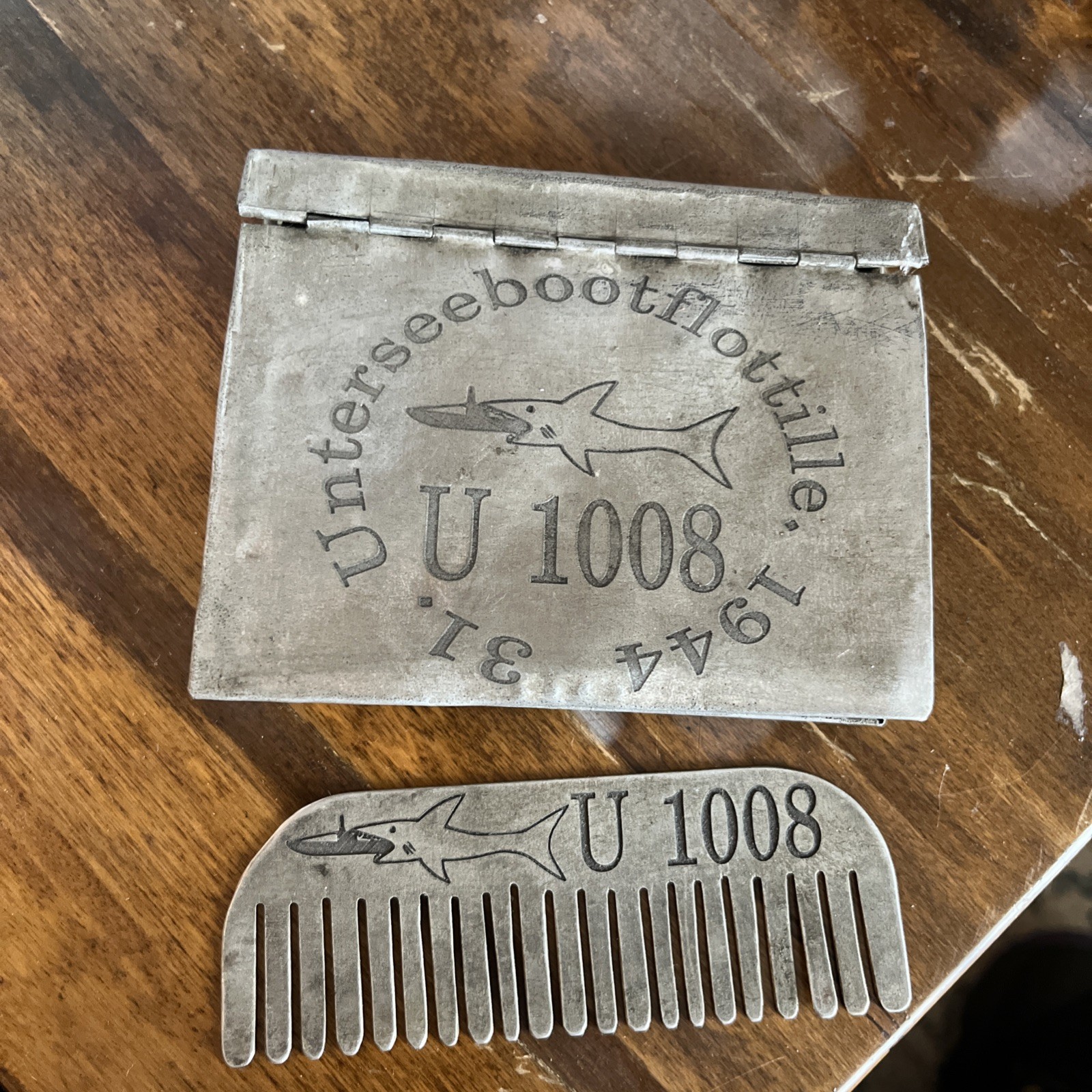 Comb Box U1008 Shark 1944 U-boat WW2 German naval submarine 31.Unterseebootflott