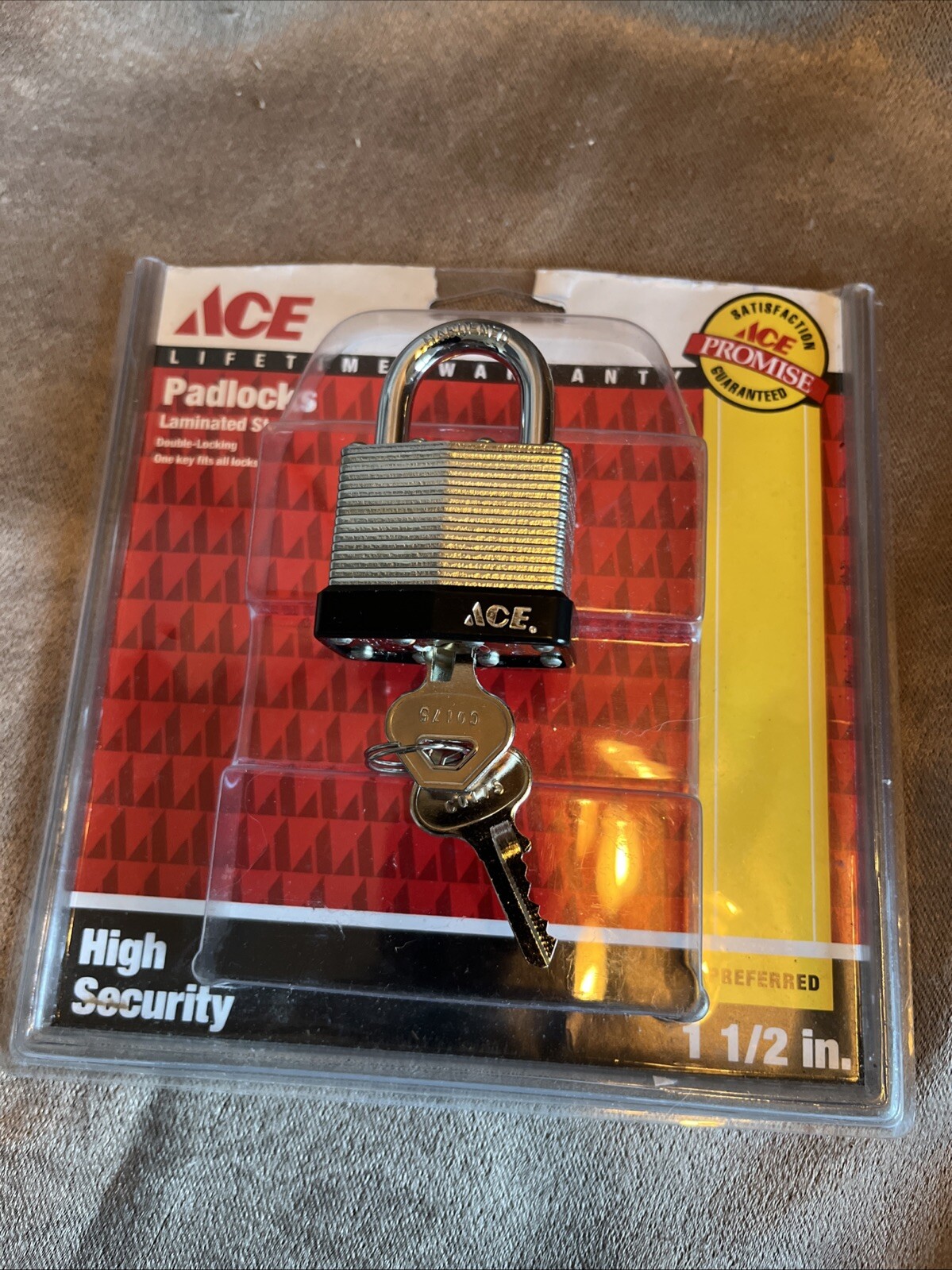 1 Ace 1 1/2 in. L Laminated Steel Double Locking Padlock High Security 5002266