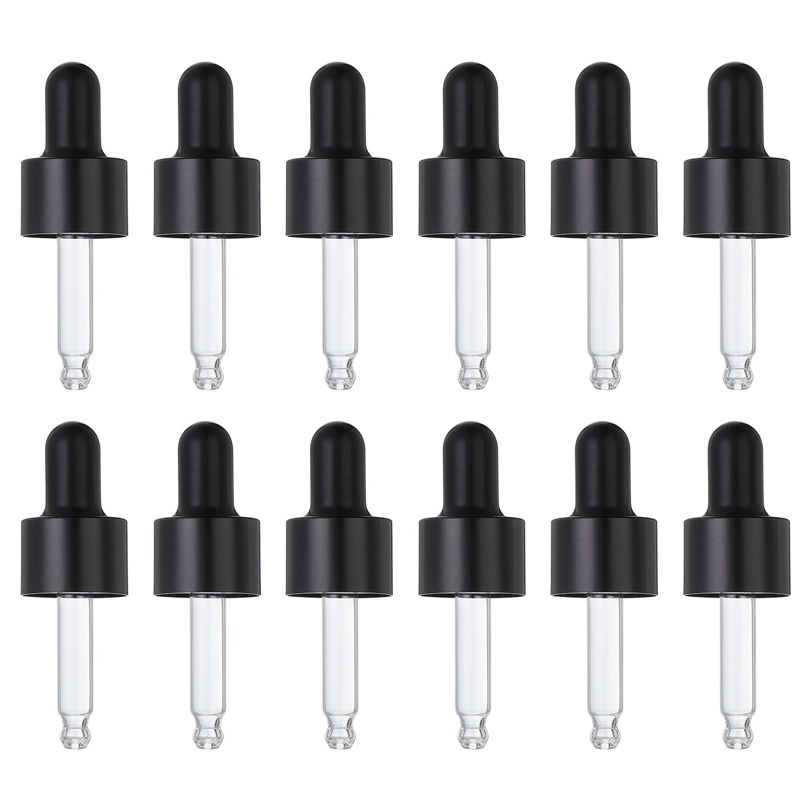 12 Pcs Aluminum Glass Dropper Closure Top for 5ml(1/6oz) Bottle, Black