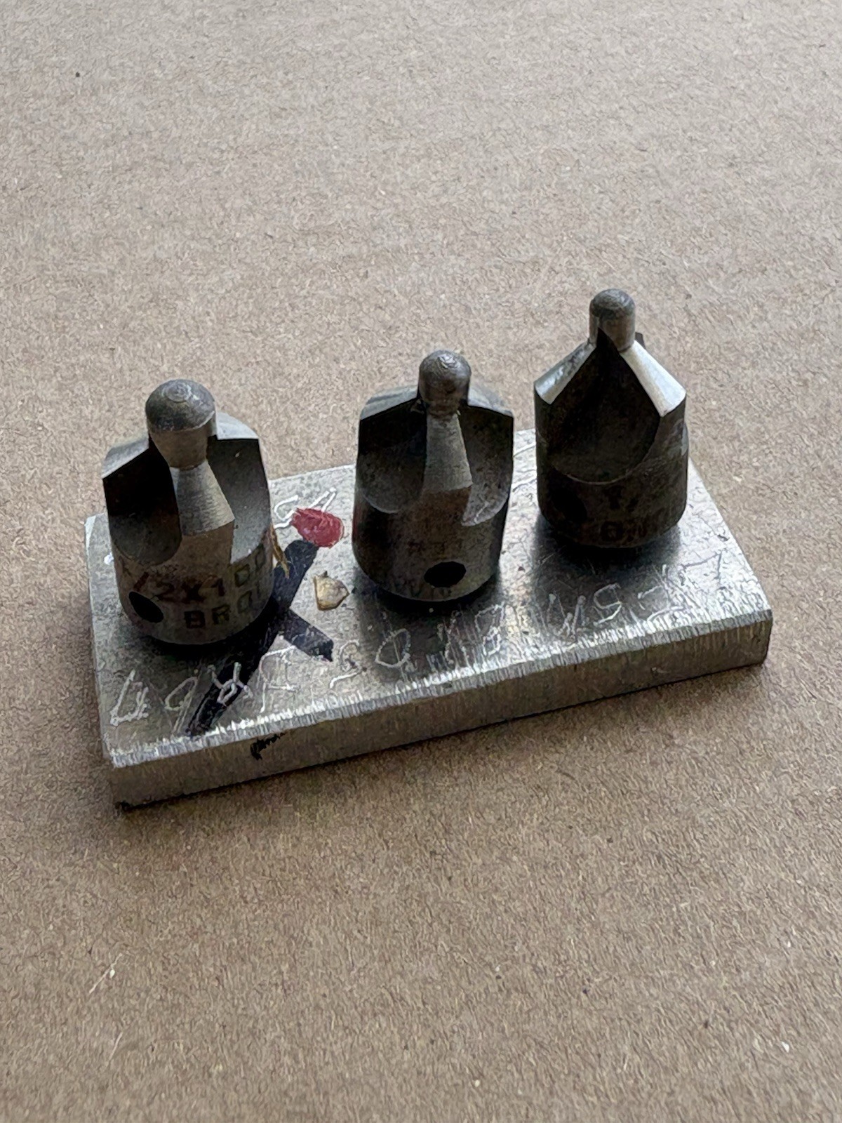 Brown Tool 3pc Aircraft Tool Countersink Bits w/holder US Army Overstock