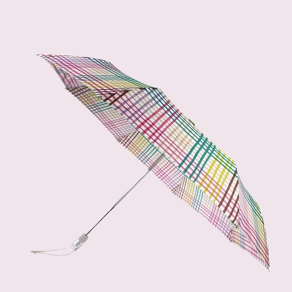 NWT Kate Spade New York Rainbow Gingham Travel Umbrella