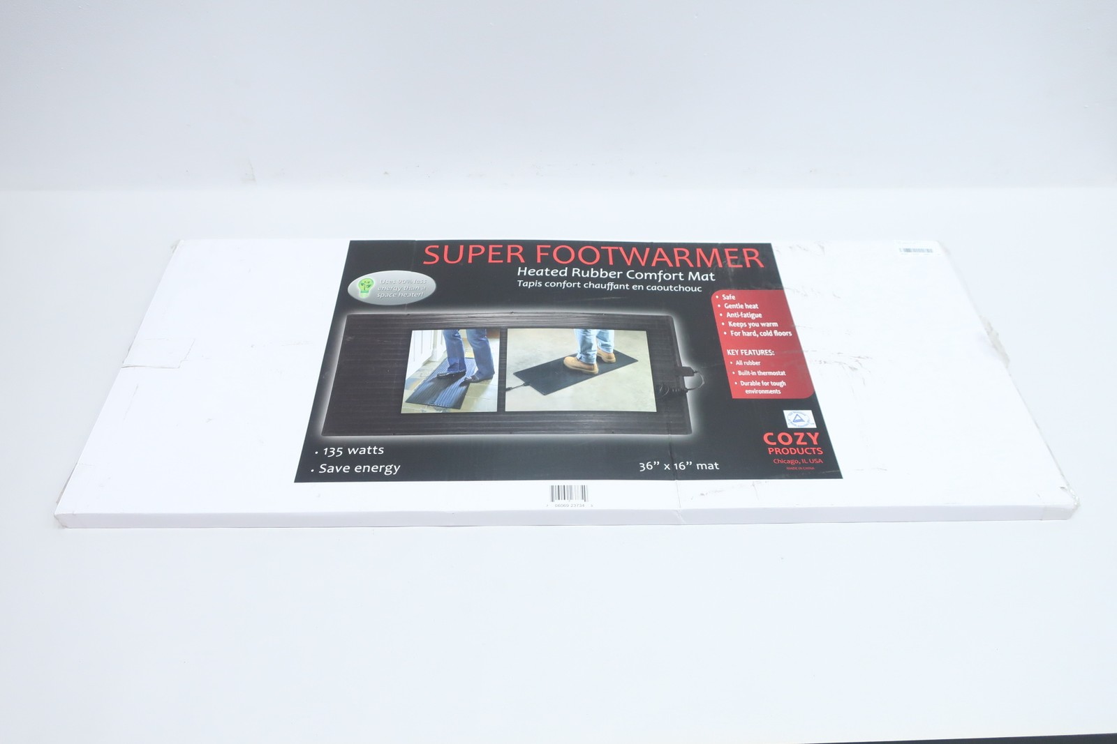 Cozy Products NA Super Footwarmer Heated Rubber Comfort Mat 135w 36in X 16in