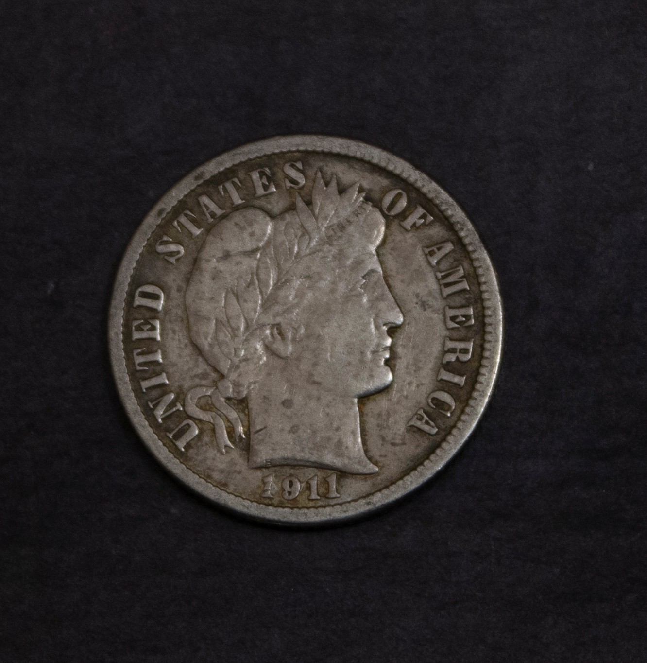 1911 Barber Dime Almost XF  Lot F 1050