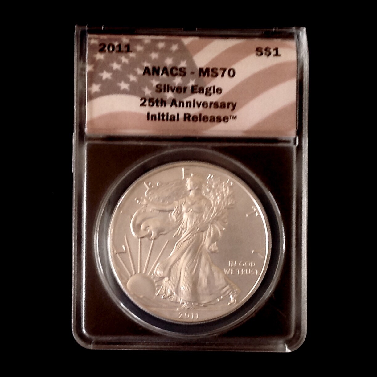 ANACS 1 Oz Silver 2011 Silver Eagle Initial Release Coin 1 Ounce MS70 cd