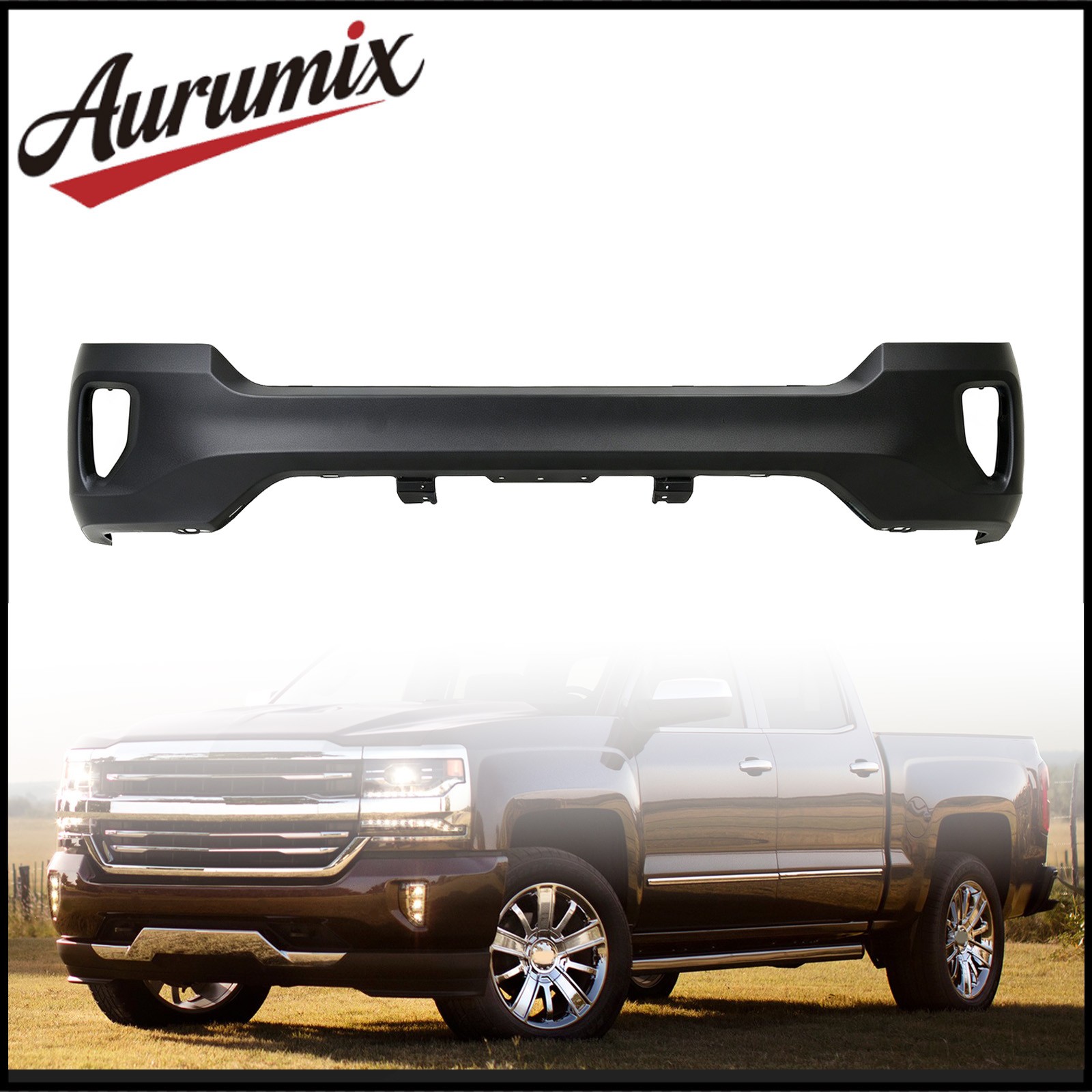 Front Bumper Cover One-Piece Without Sensor Holes For 2016-2019 Silverado 1500