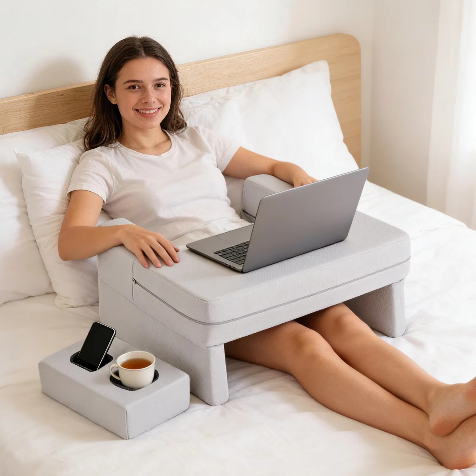 Memory Foam Reading Desk Pillow with Armrest 24"x21"x11cm 100% High-Density