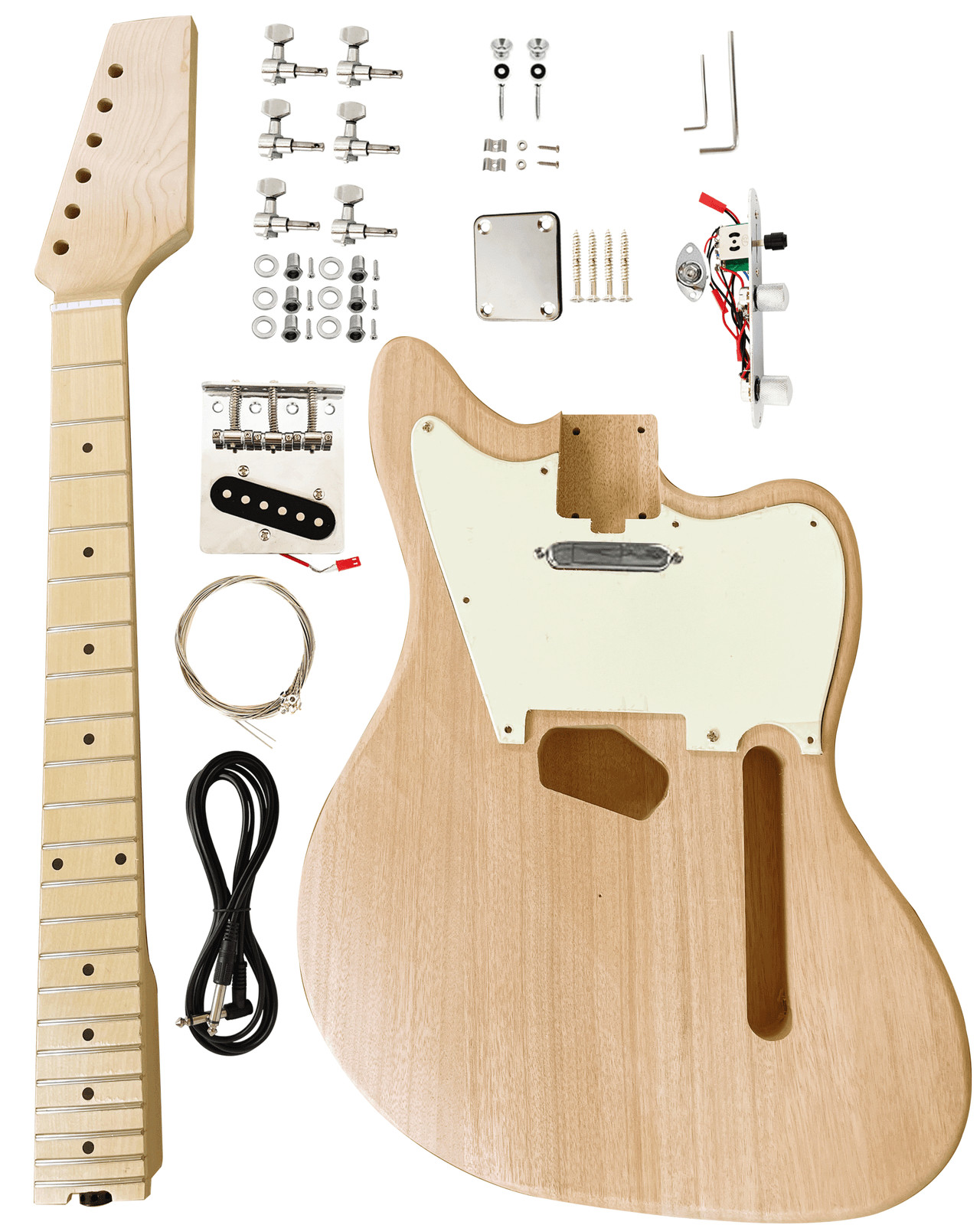 Mahogany Body and Maple Neck,Maple Fretboard,Uncut DIY Guitar Kit Unfinished