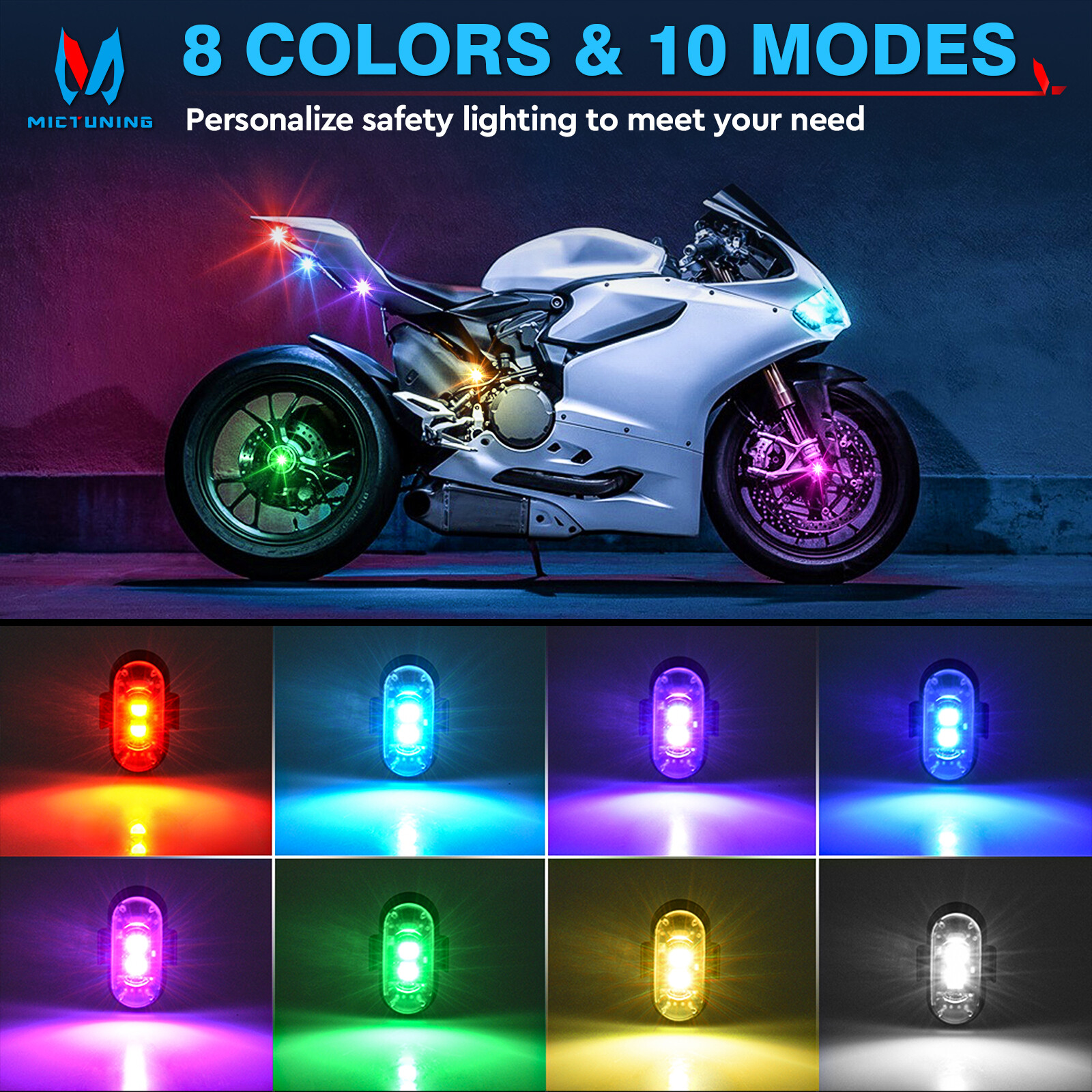 20 Pods Wireless RGB Strobe Lights w/Remote Control LED Flash Warning Lights Kit
