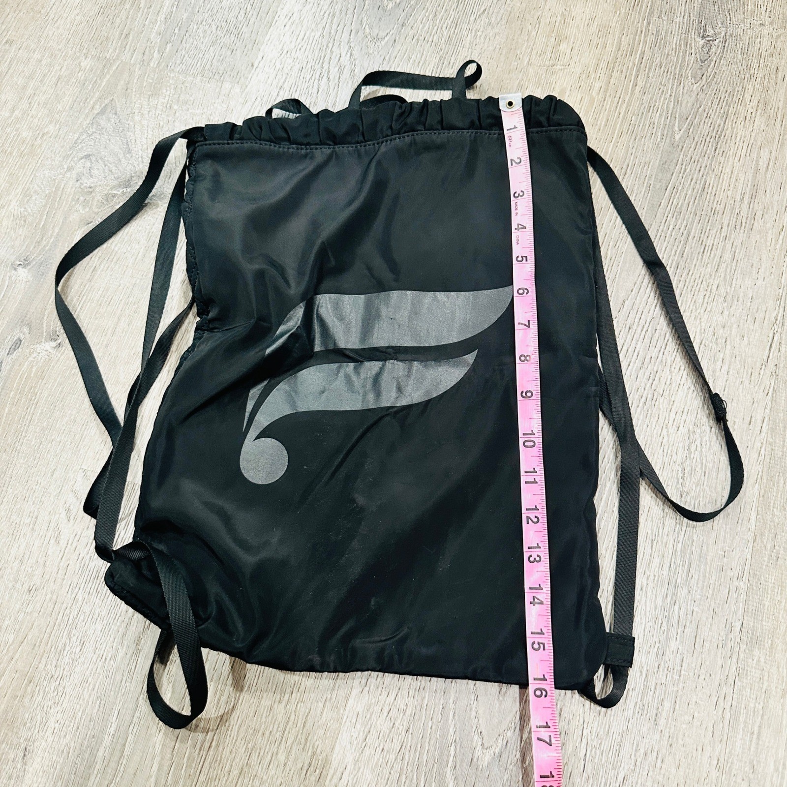Fabletics Black Drawstring Backpack Quilted Logo Cinch Gym Bag Mens Womens