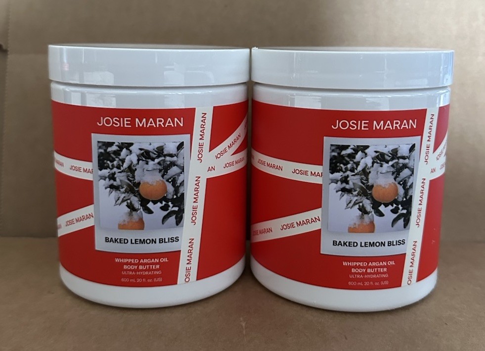 Josie Maran Whipped Argan Oil 20 OZ 600ML BODY BUTTER BAKED LEMON BLISS (2-Pack)