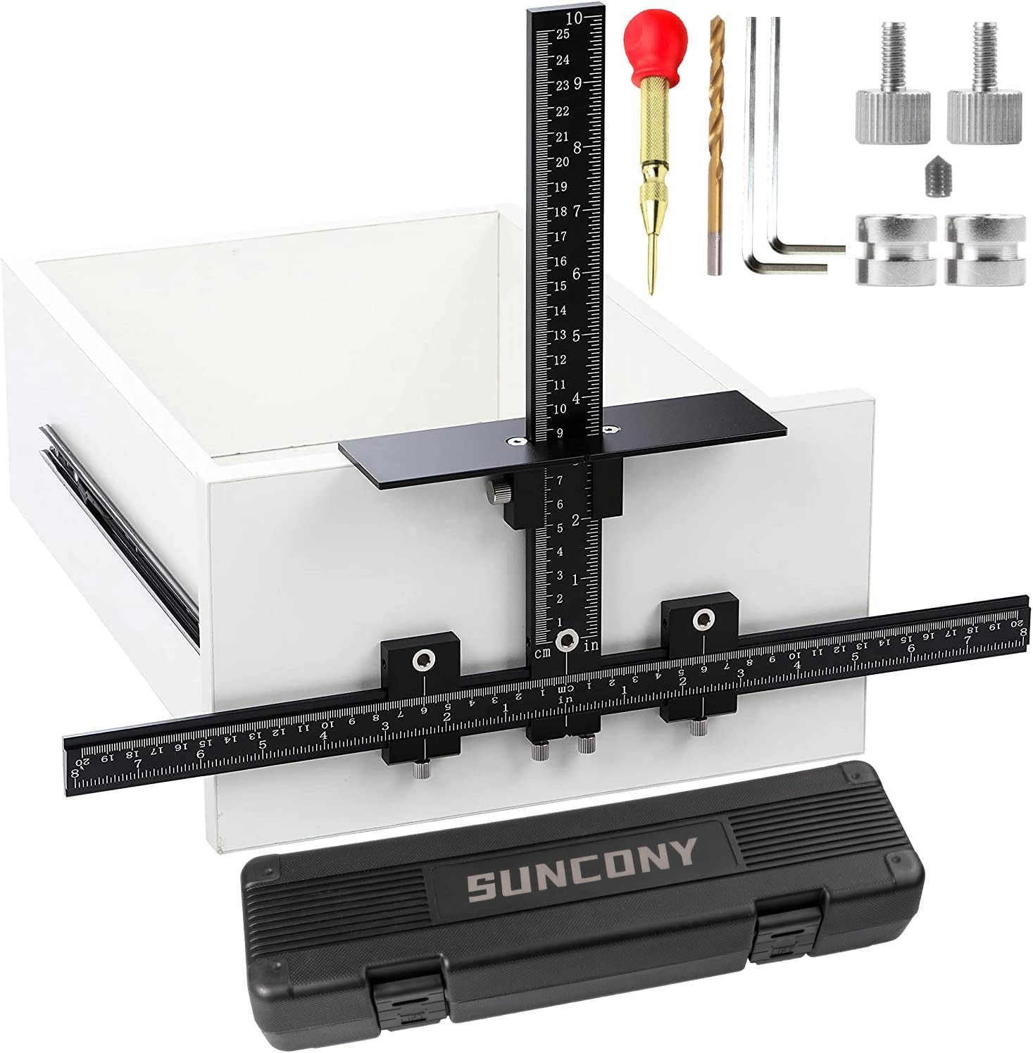 Cabinet Hardware Jig Tool All Aluminum Alloy,Adjustable Drill Guide Template Too