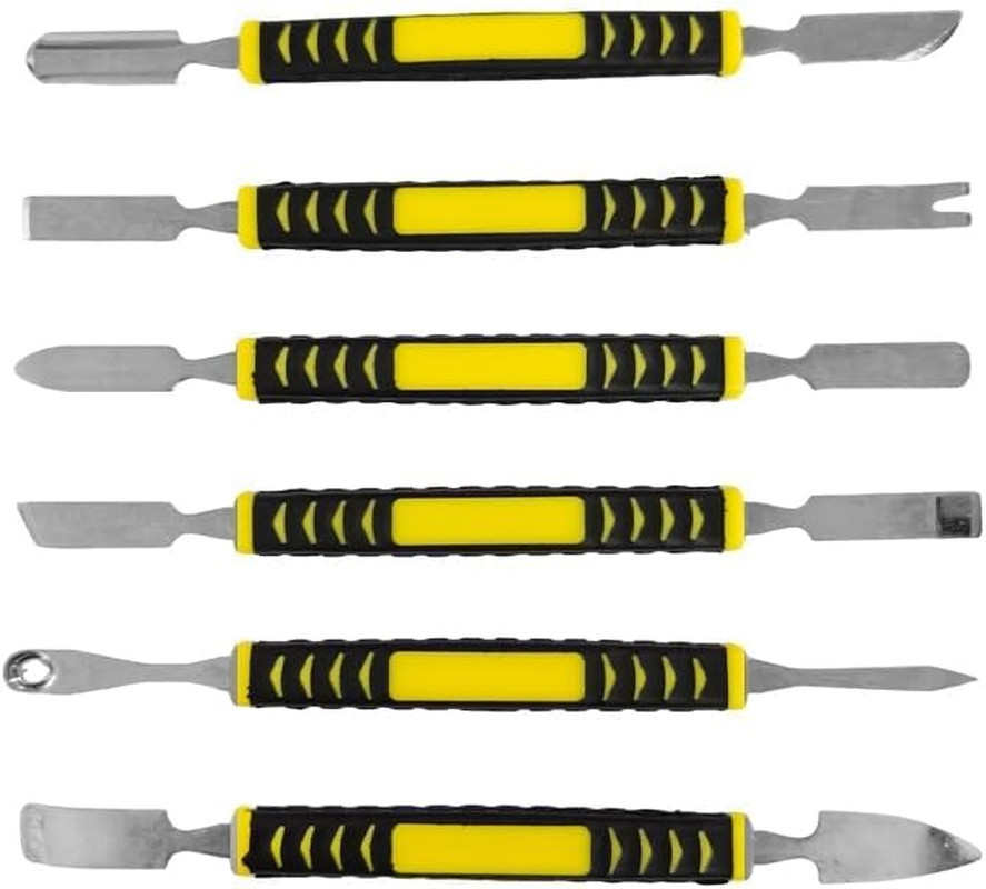 6pcs 6" Metal Pry Bar Set Carbon Steel Spudger Tools Non-Slip Handle Repair