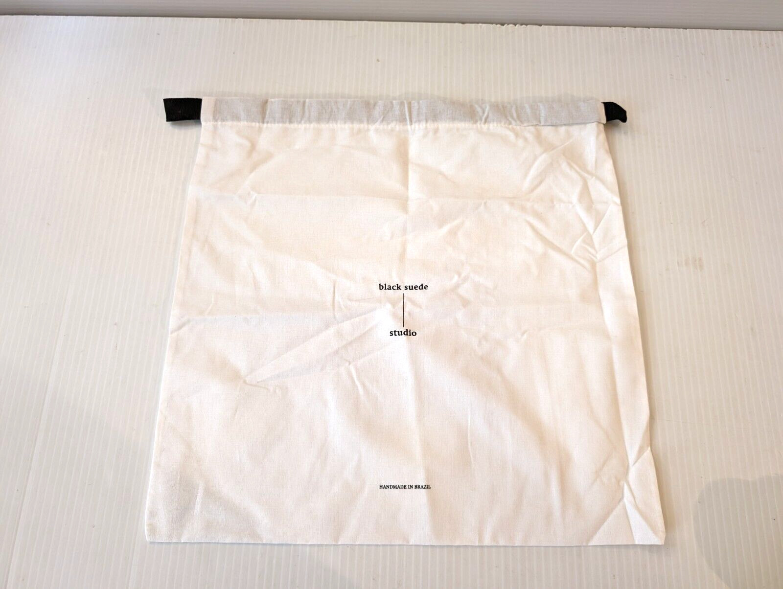 NEW Authentic Black Suede Studio White Dust Bag cover - 15.5" x 15.5"