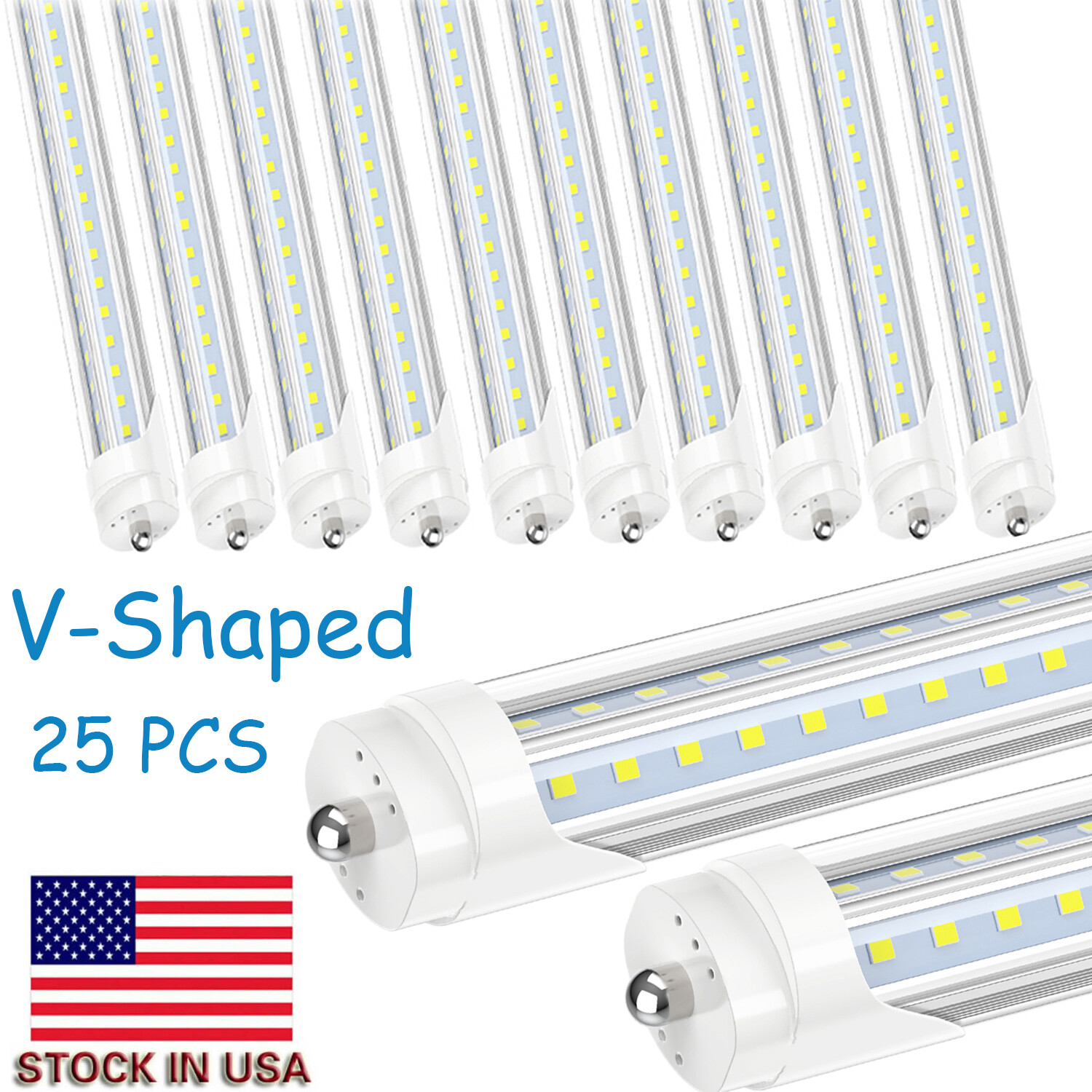 25PCS T8 8FT LED Tube Light Bulbs Single Pin FA8 72W T10 T12 LED Shop Lights ETL
