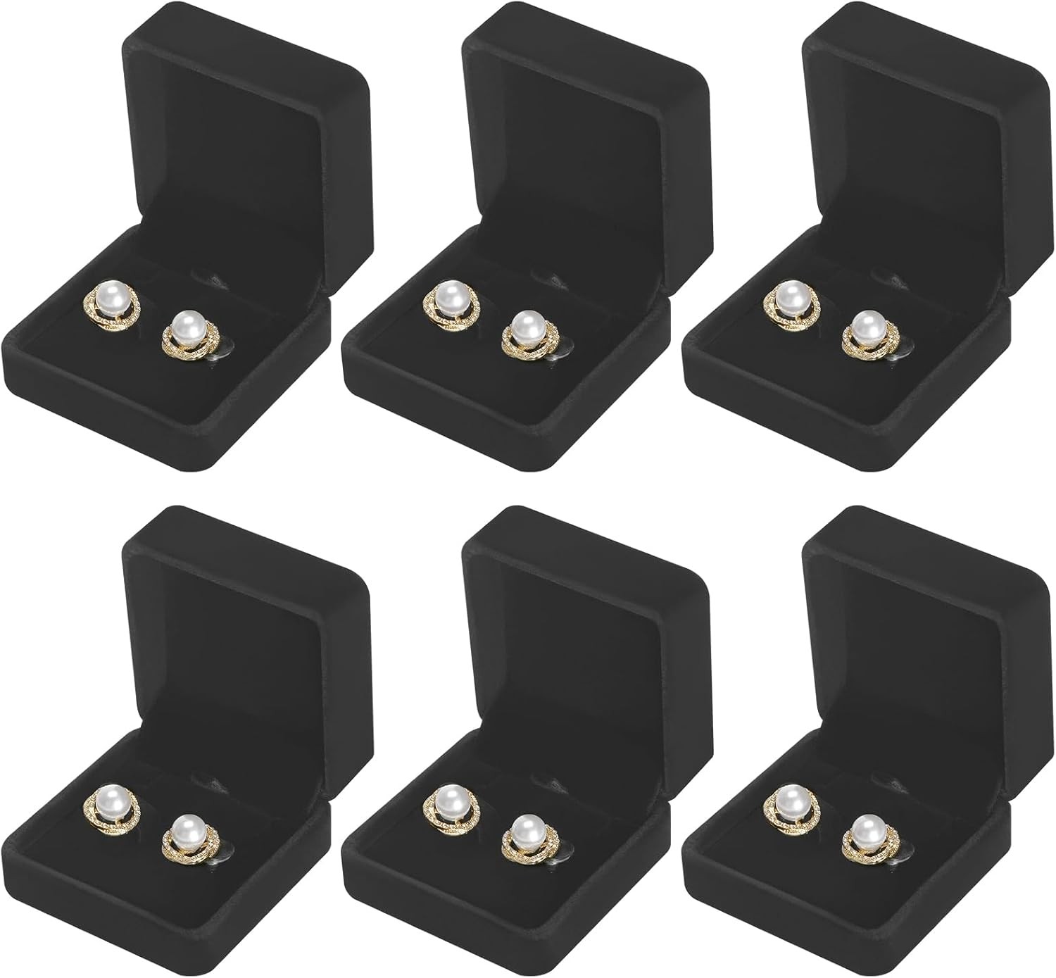 6 Pieces Classic Velvet Jewelry Earring Gift Box 4 x 2.8 x 1.4 inches, Black