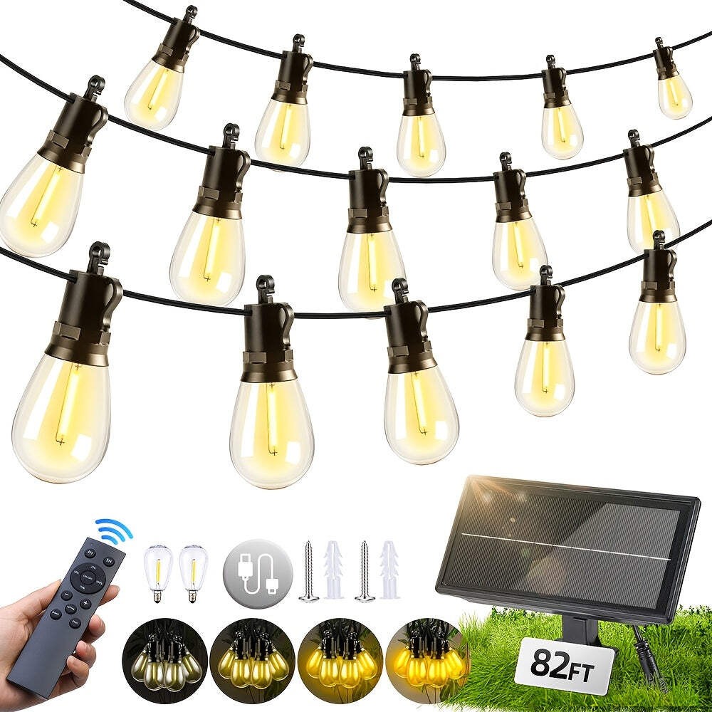 100/82/50/33FT-Solar Powered Outdoor Fairy Lights-S14 Bulb Type with 32 LED Edis