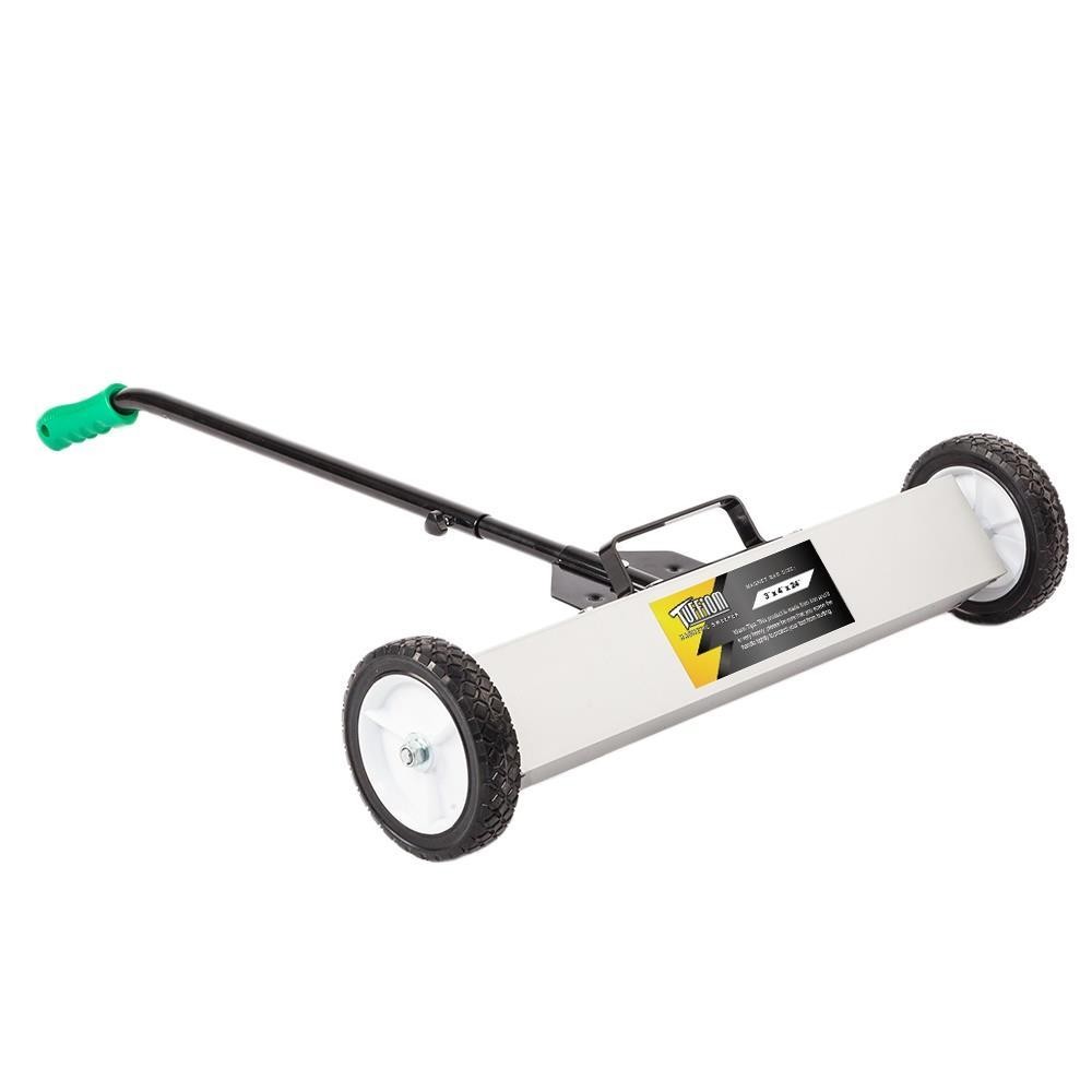 24-Inch Rolling Magnetic Pick-Up Sweeper with Adjustable Long Handle and Wheels