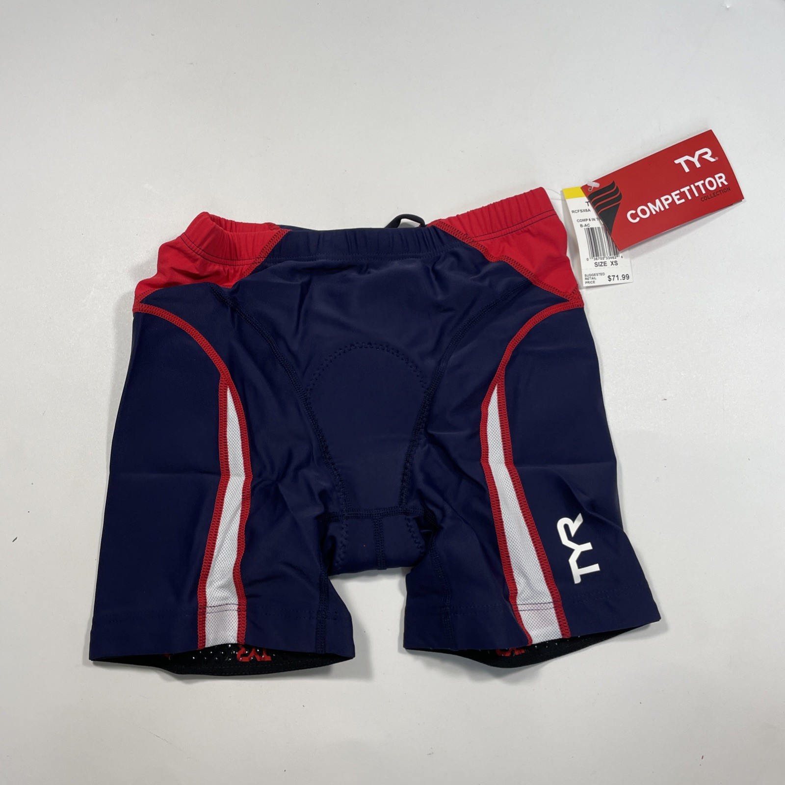 TYR Bike Triathlon Competition Bicycle Shorts Women 6 XS Navy Red White MSRP $72