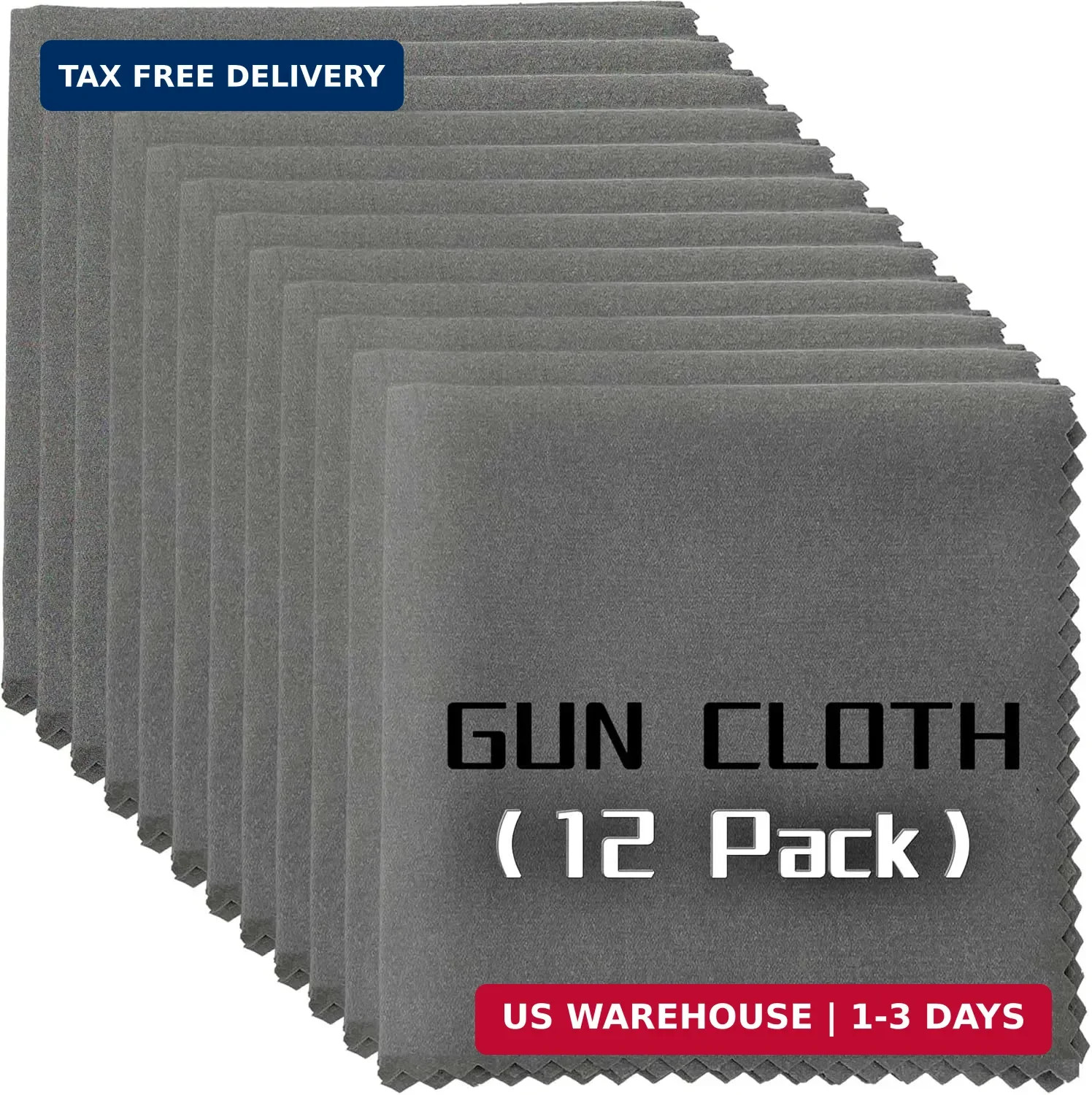 12 Pack Microfiber Gun Cleaning Cloth, 12"x12" Lint Free Gun Cleaning Rags, Reus