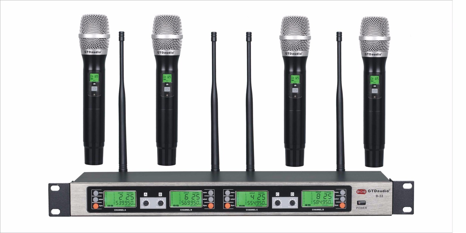 GTD 4x100 Channel UHF Wireless Handheld Microphone Mic System 500 Mhz Band B-33H