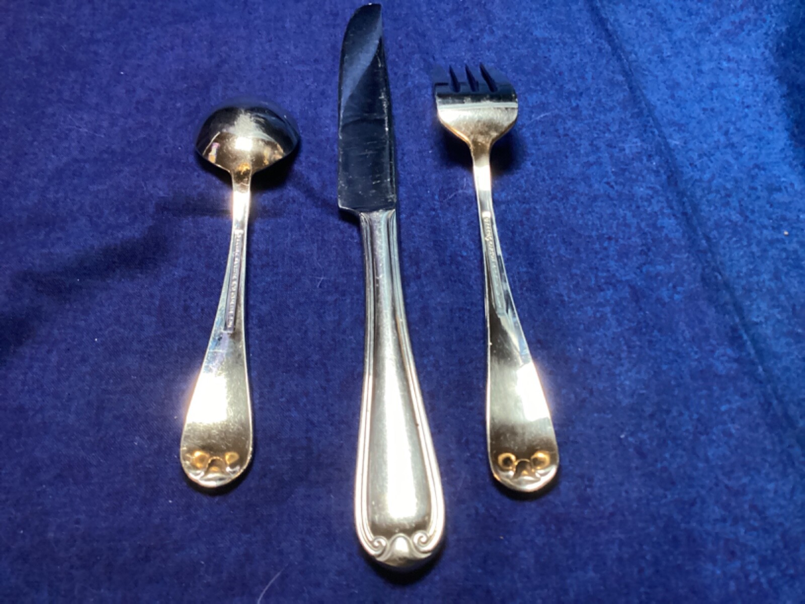 3 Reed & Barton COLBY Stainless Flatware • dinner / tea spoon, fork, knife