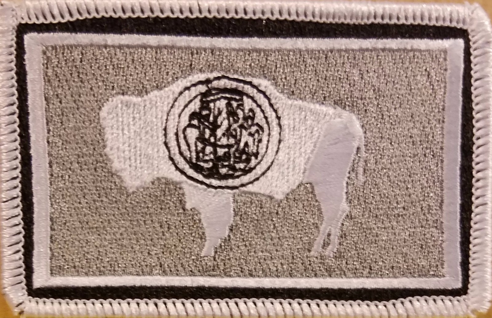 WYOMING Flag Patch W/ Hook & Loop Fastener Morale Emblem Gray Version # II