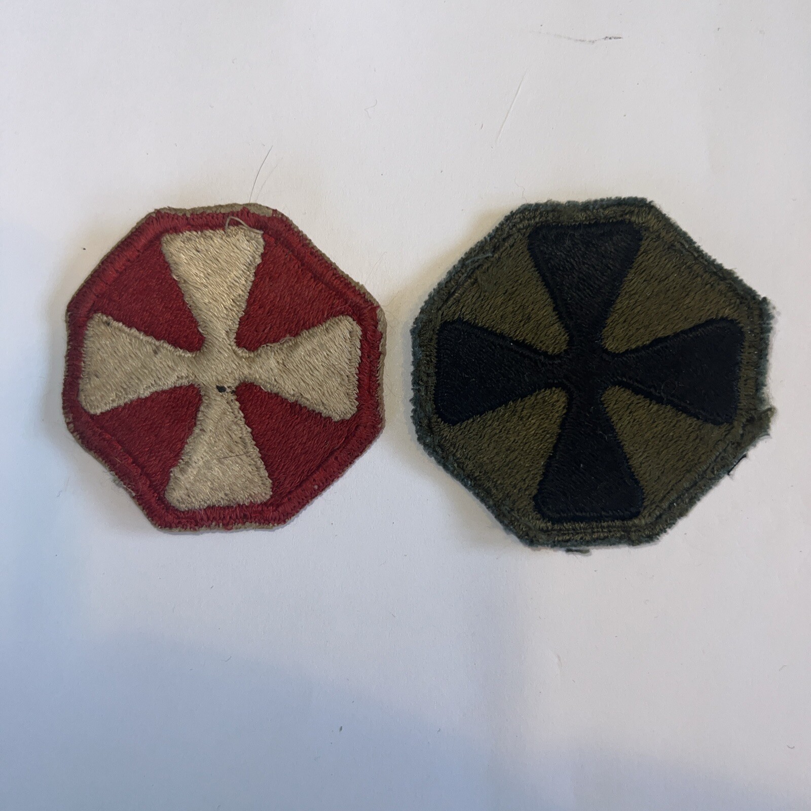 8th ARMY PATCH VIETNAM WAR ERA PATCH Subdued and Color Set - W/ Cut Edge