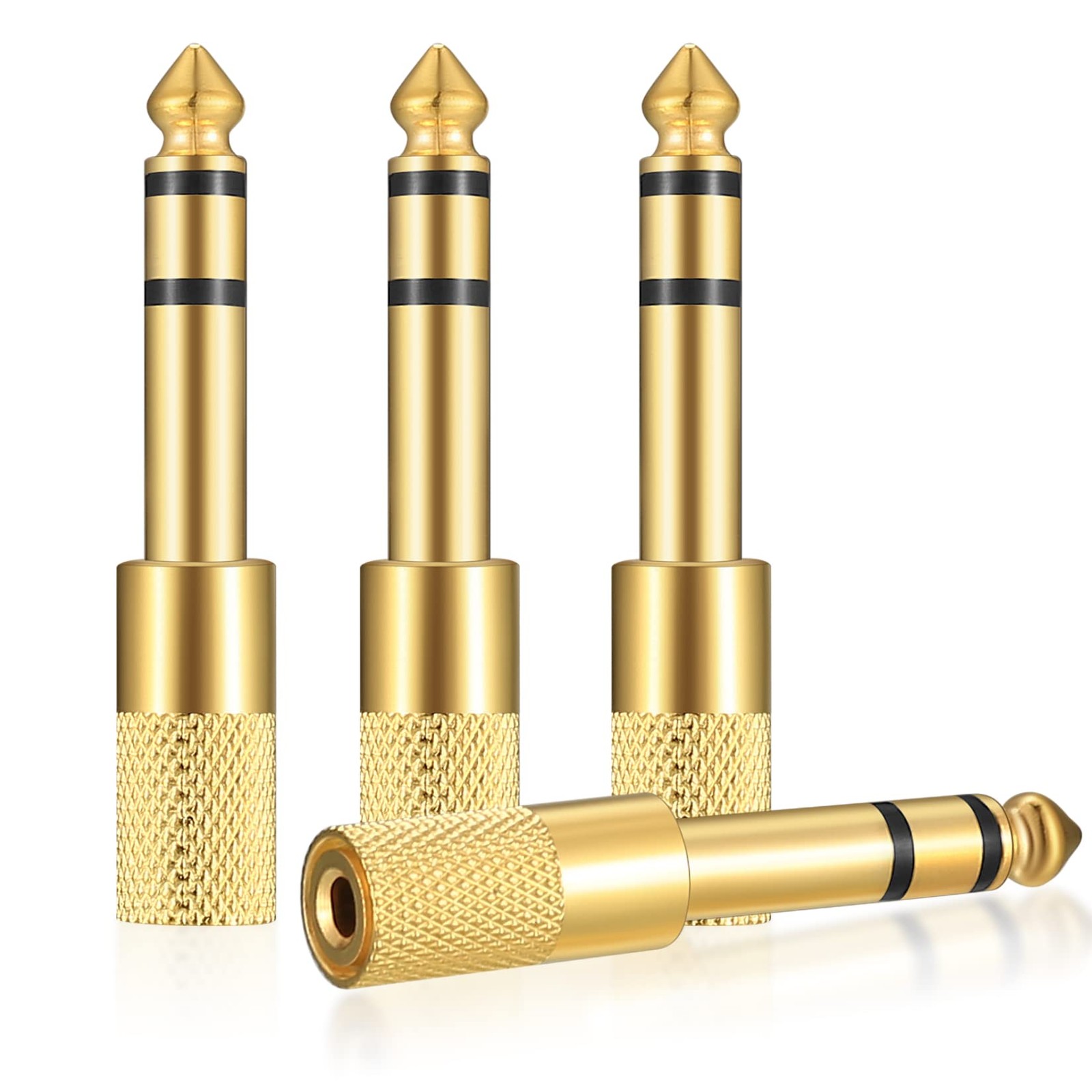 4x Adaptadores de auriculares estéreo macho de 6.35 mm a hembra de 3.5 mm