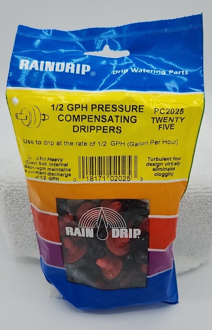 Raindrip 1/2GPH Pressure Compensating Drippers 25pk PC2025 NEW