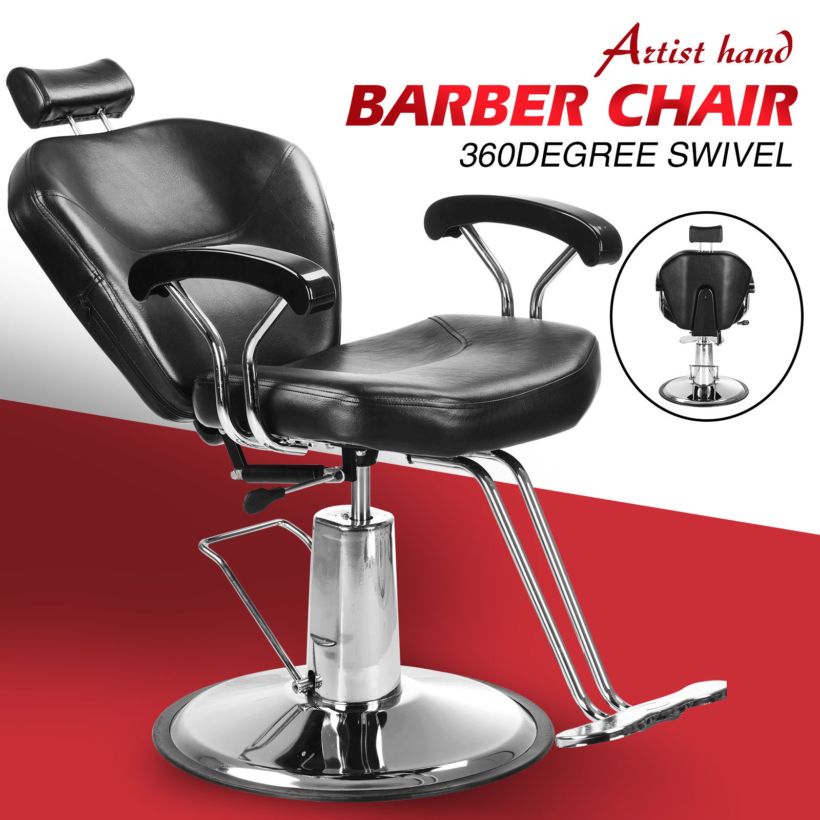 Black Recline Hydraulic Barber Chair Styling Salon Beauty Shampoo Spa Equipment