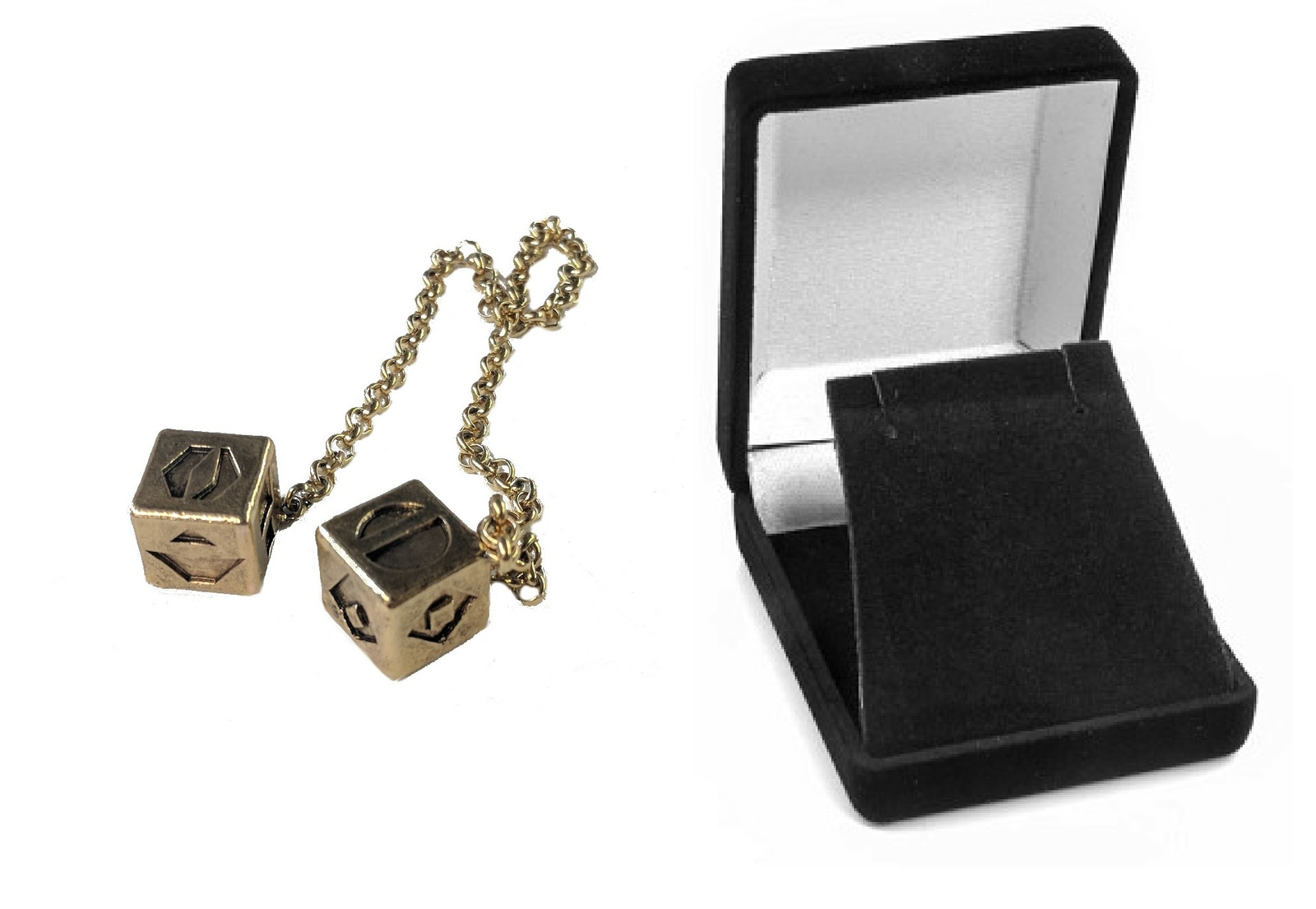 Antiqued Metal Solo Dice Smuggler's Golden Dice - Scoundrel Rogue -With Gift Box