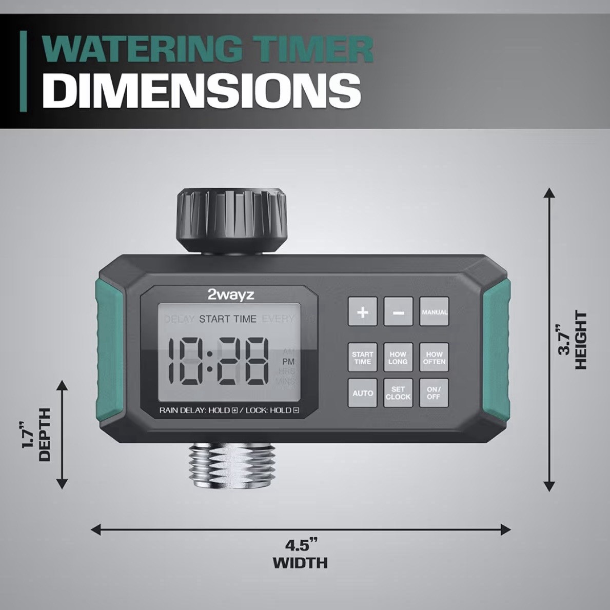Water Timer Hose Sprinkler Controller 3/4” Auto Irrigation Rain Delay 2Wayz