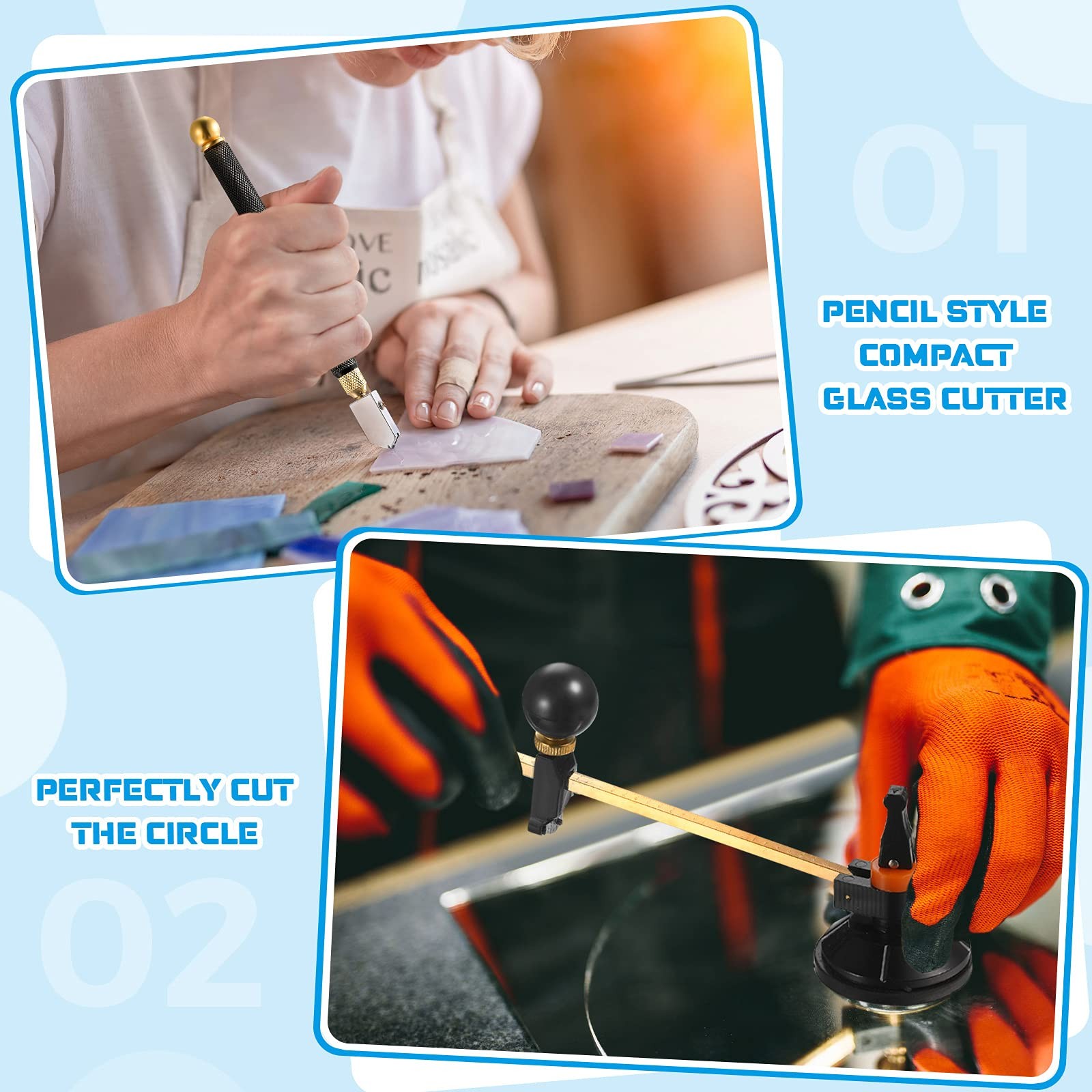 Mudder 6 Pieces Glass Cutter Tool Set Includes Pencil Style Cutting Tool...