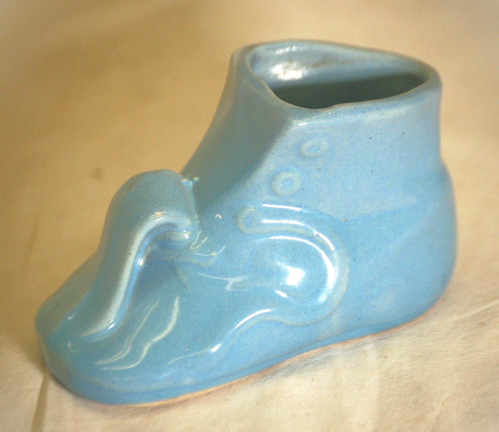 Blue Ceramic Lace Baby Shoe Succulent Cactus Planter Infant Nursery MCM a