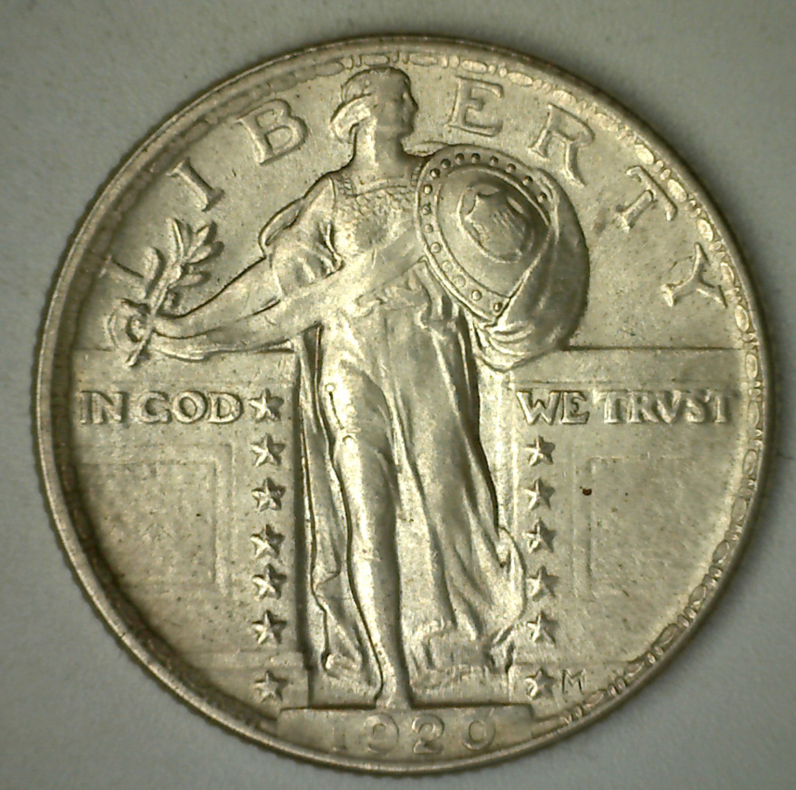 1920 Standing Liberty Silver Quarter Uncirculated 25c United States Type Coin