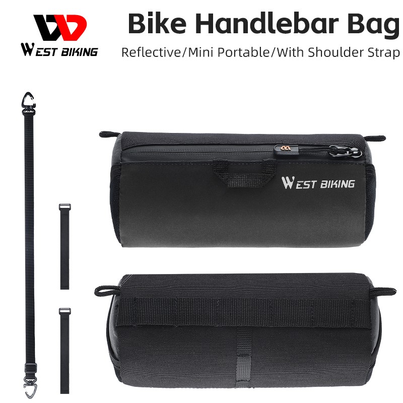 Bicycle Handlebar Mountain Road Bike Storage Bag Reflective with Shoulder Strap
