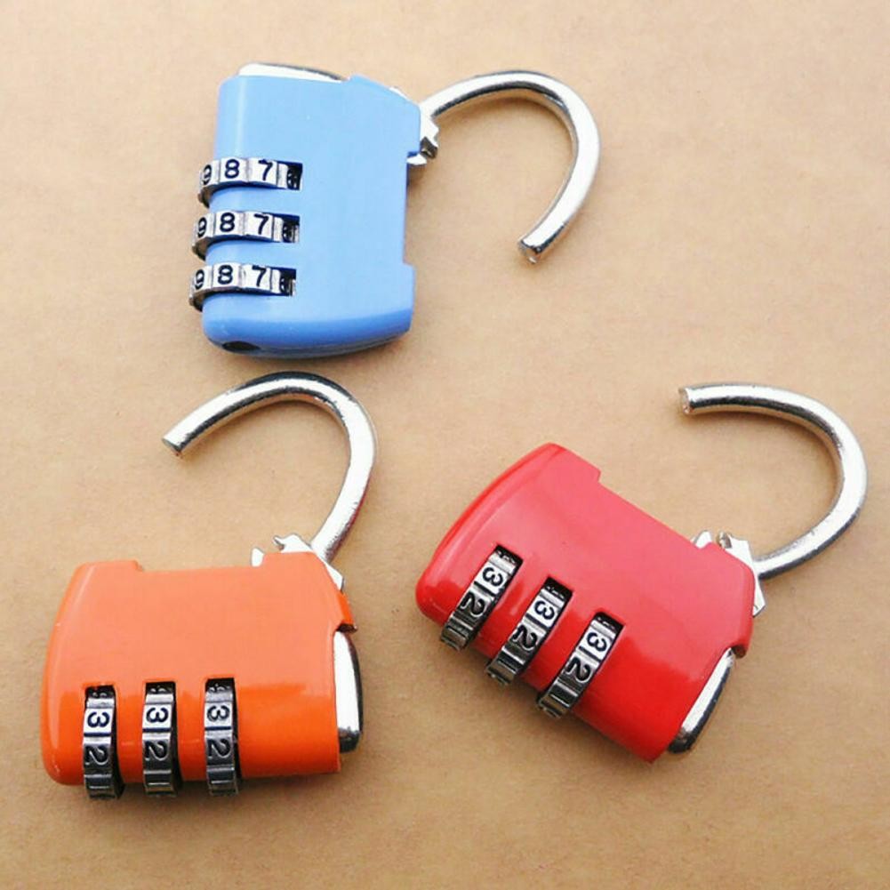 Travel Luggage Padlock Mini 3 Digit Combination Suitcase Security Cable Lock E